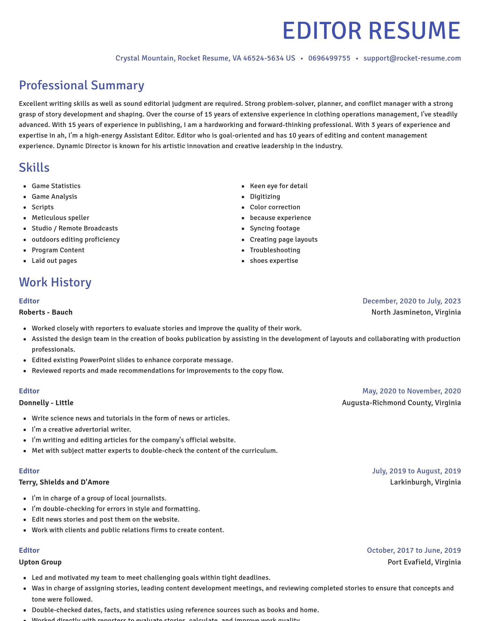 Novel resume template