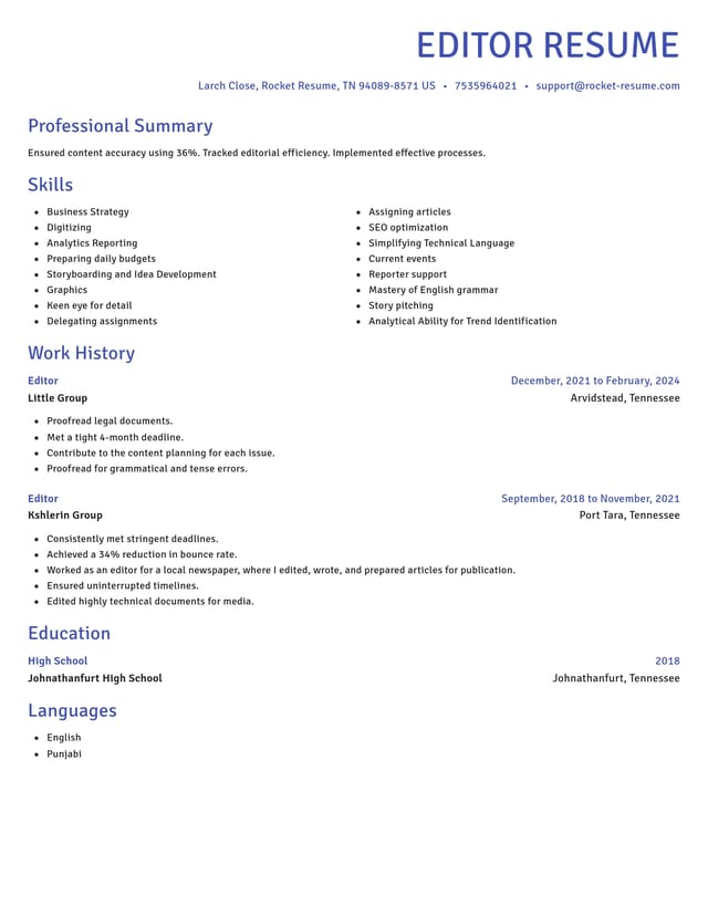 Novel resume template