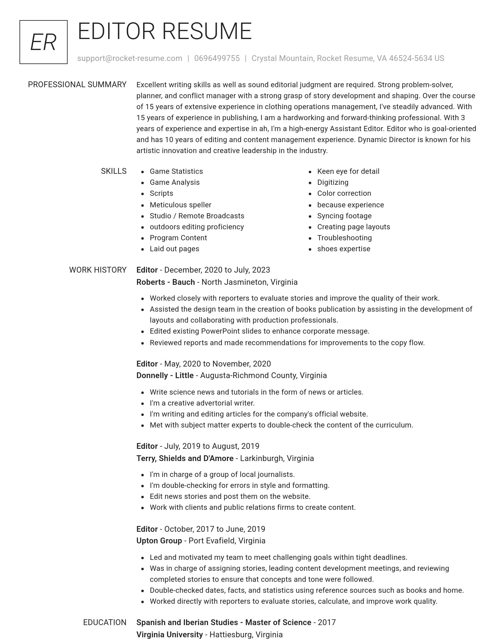 Renowned resume template