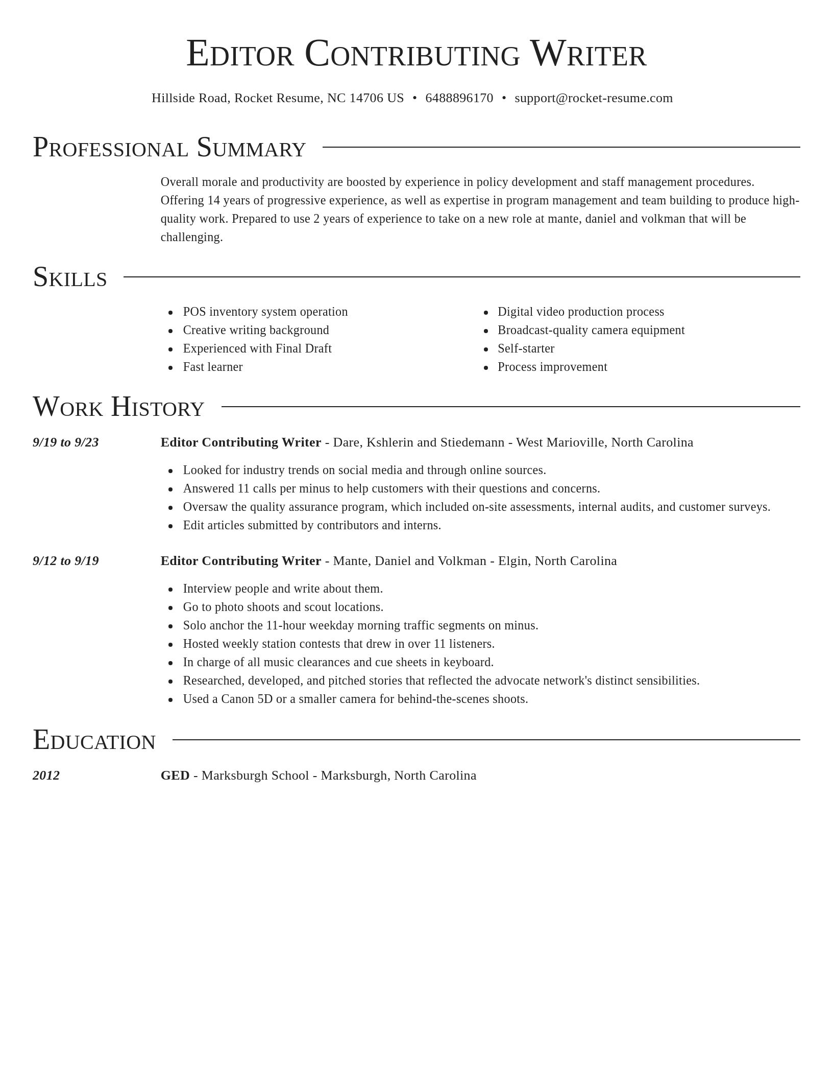 Director resume template