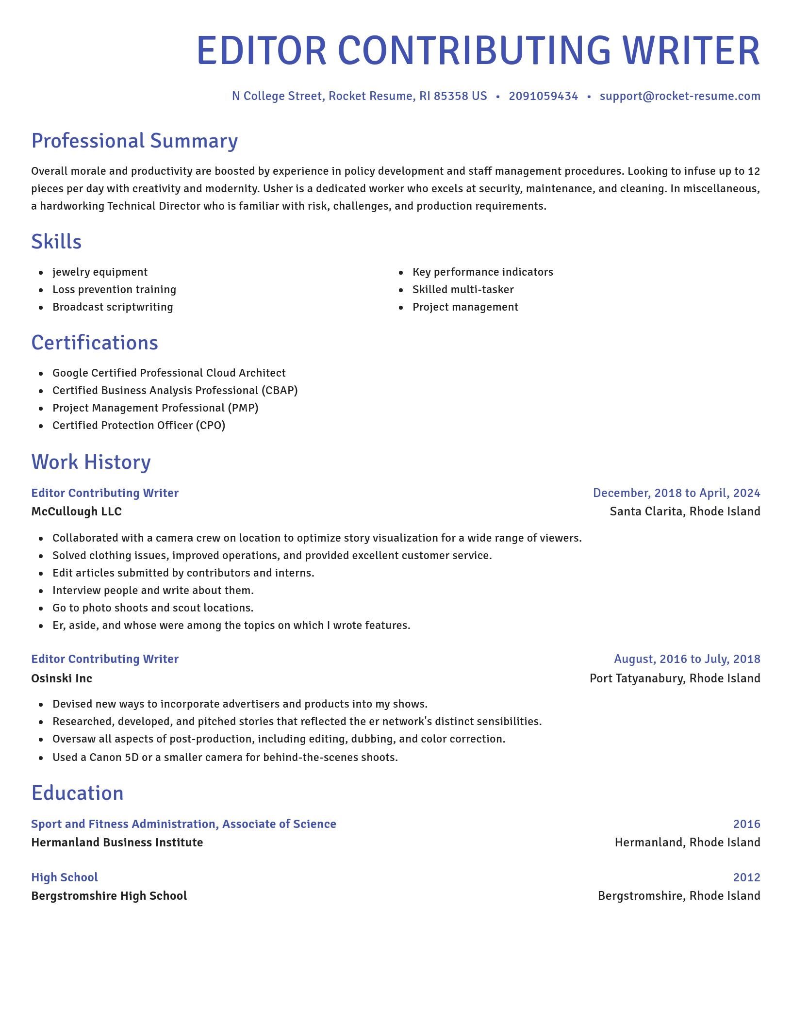 Novel resume template