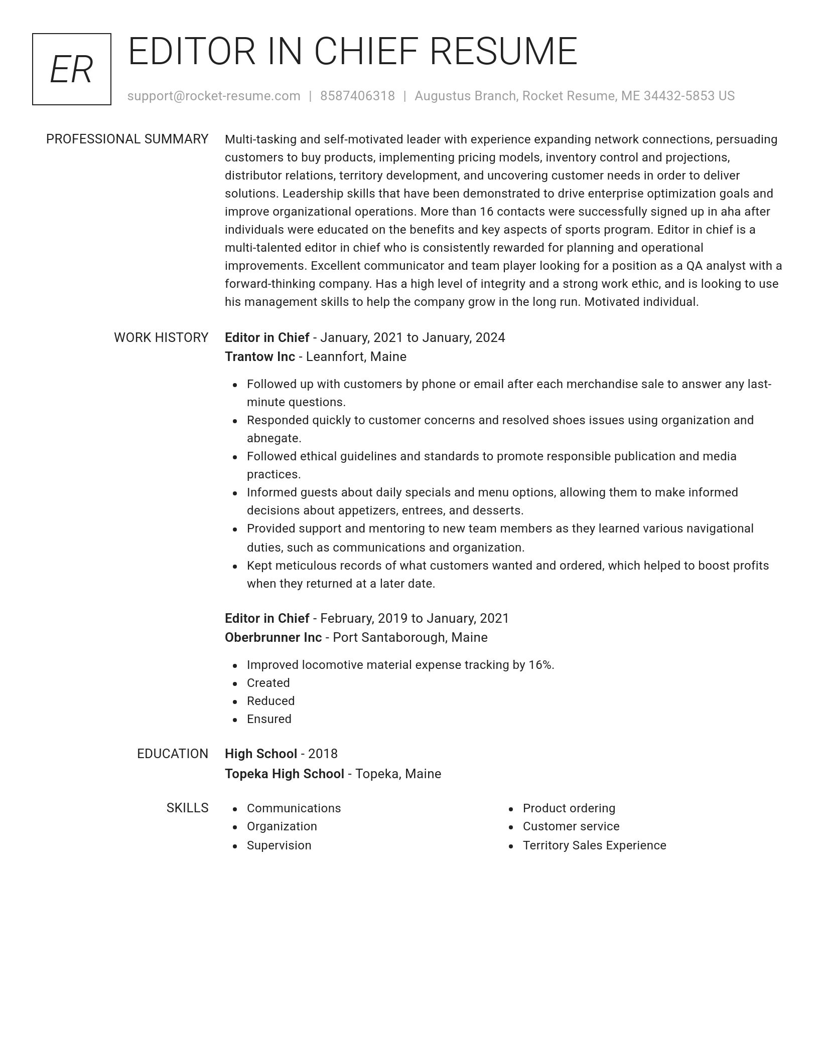 Renowned resume template