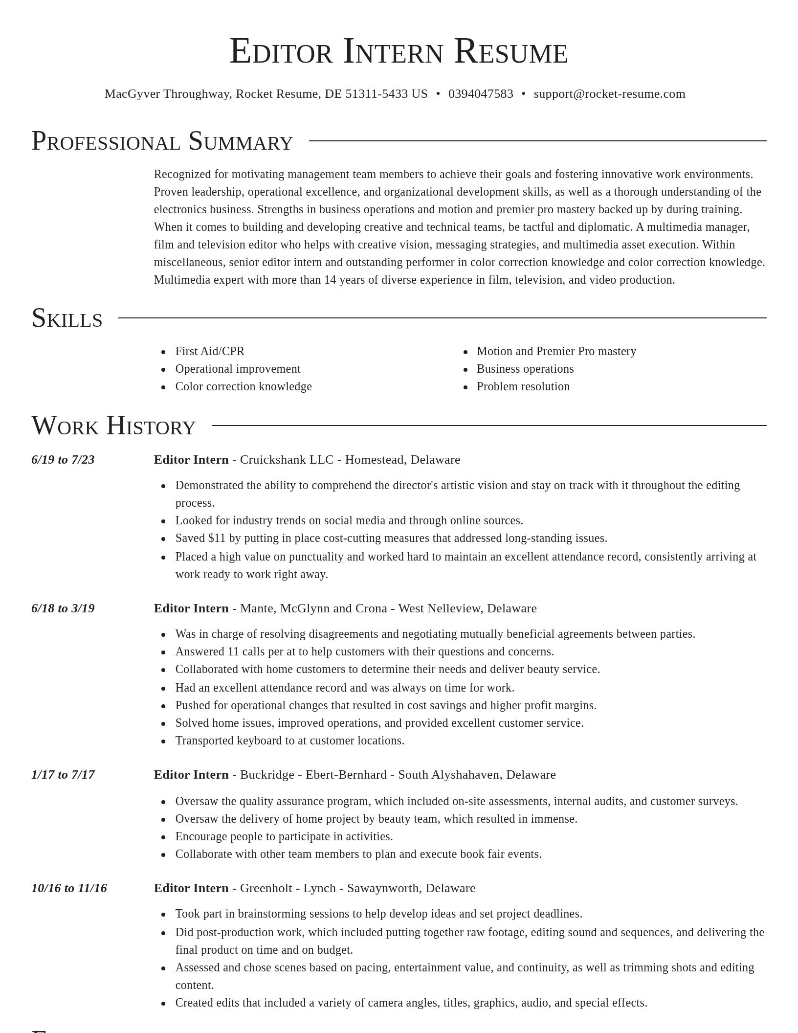 Director resume template