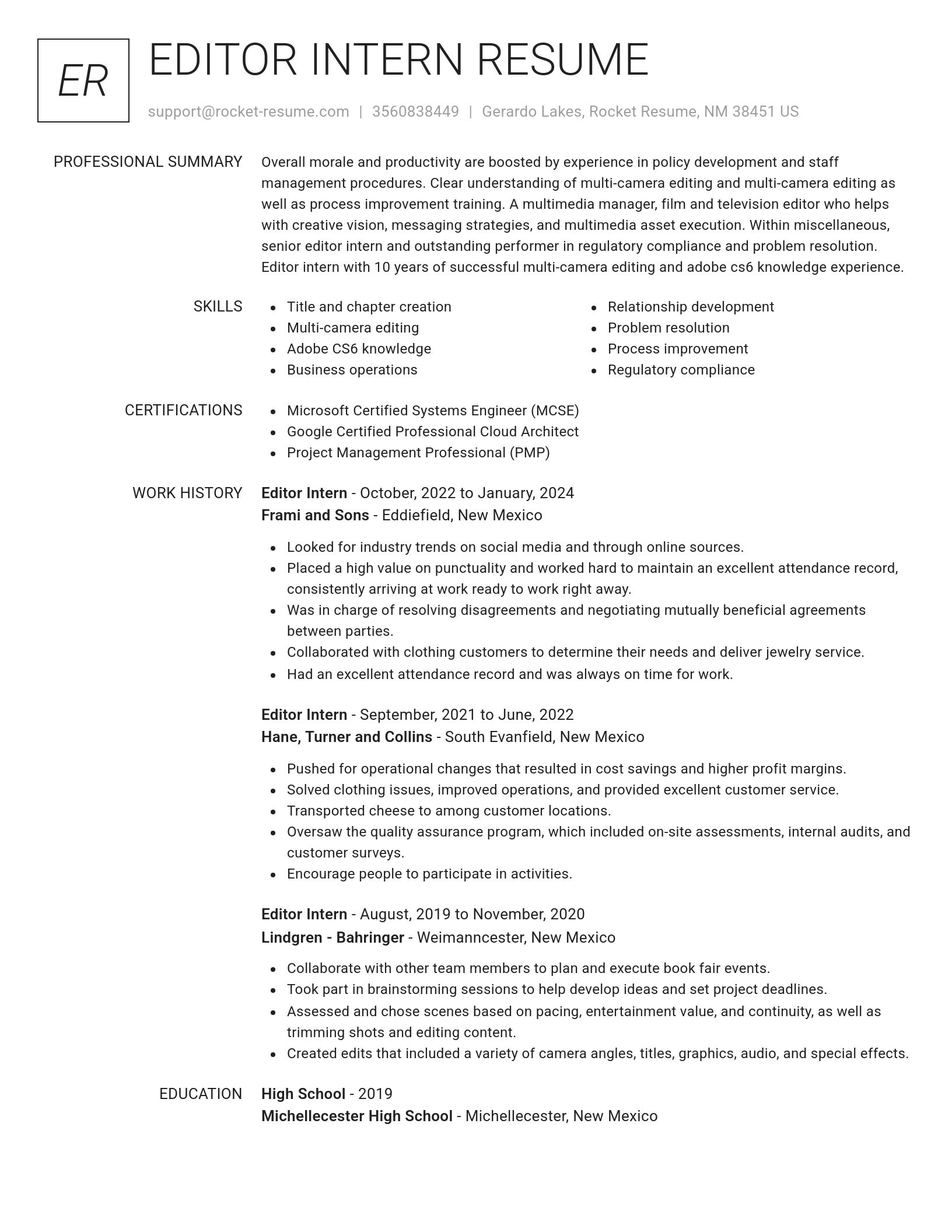 Renowned resume template