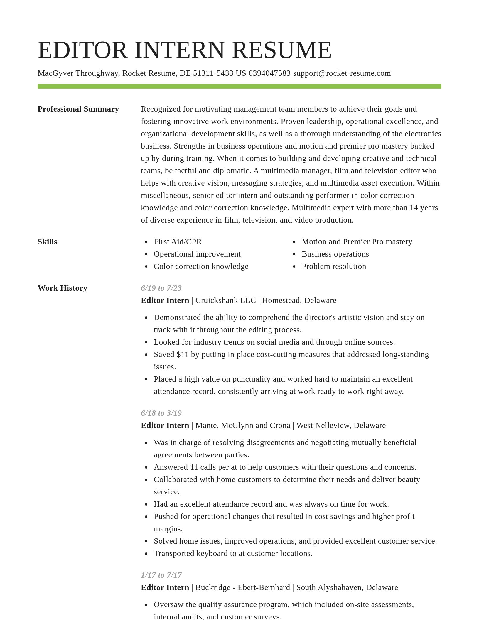 Smart resume template