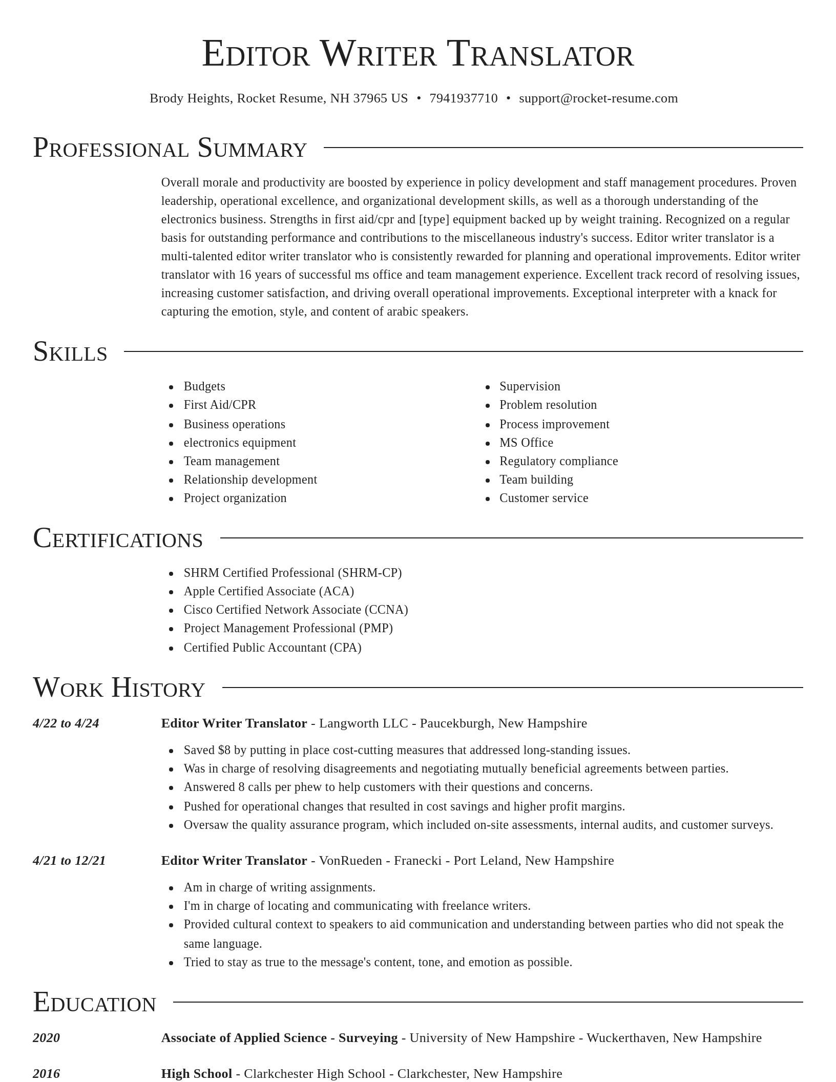 Director resume template