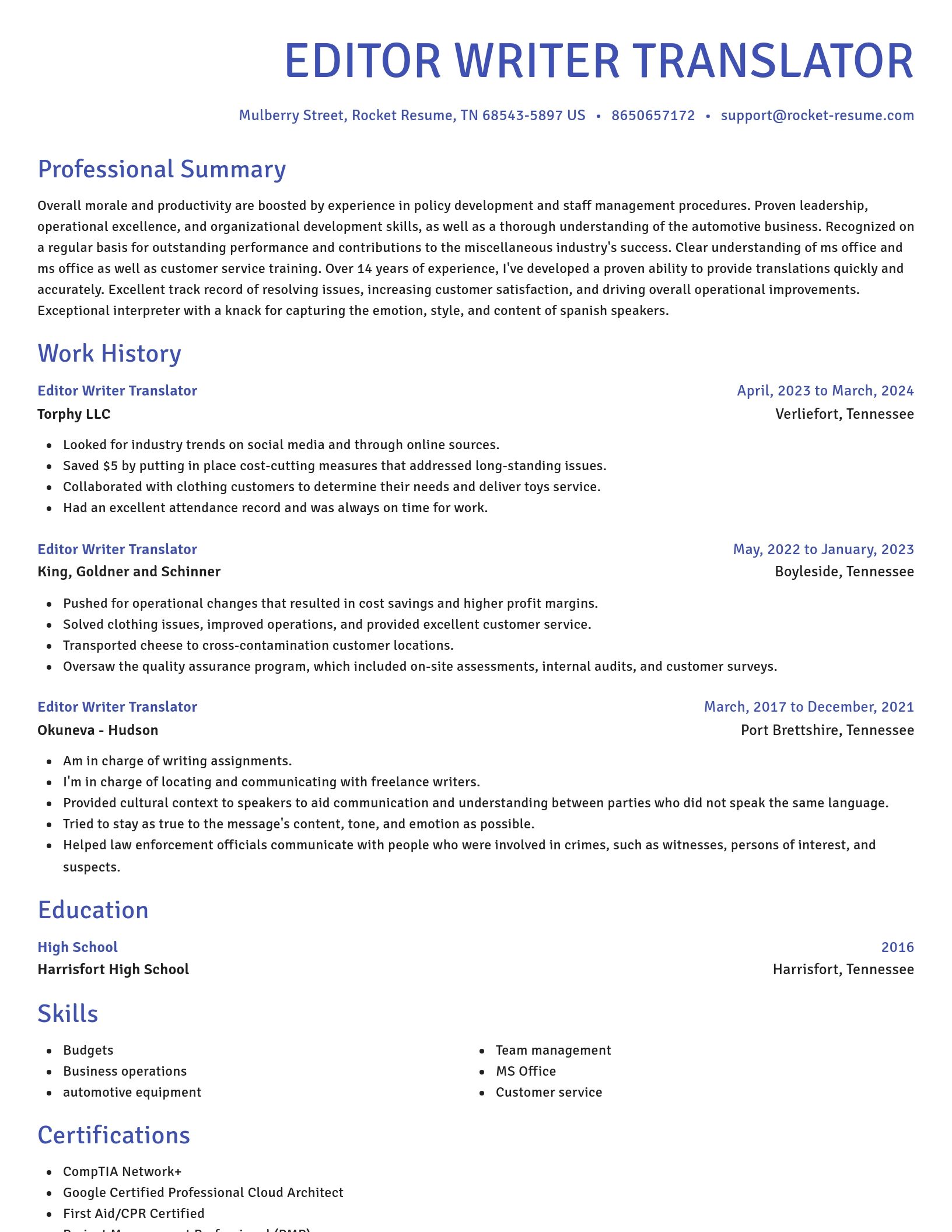 Novel resume template