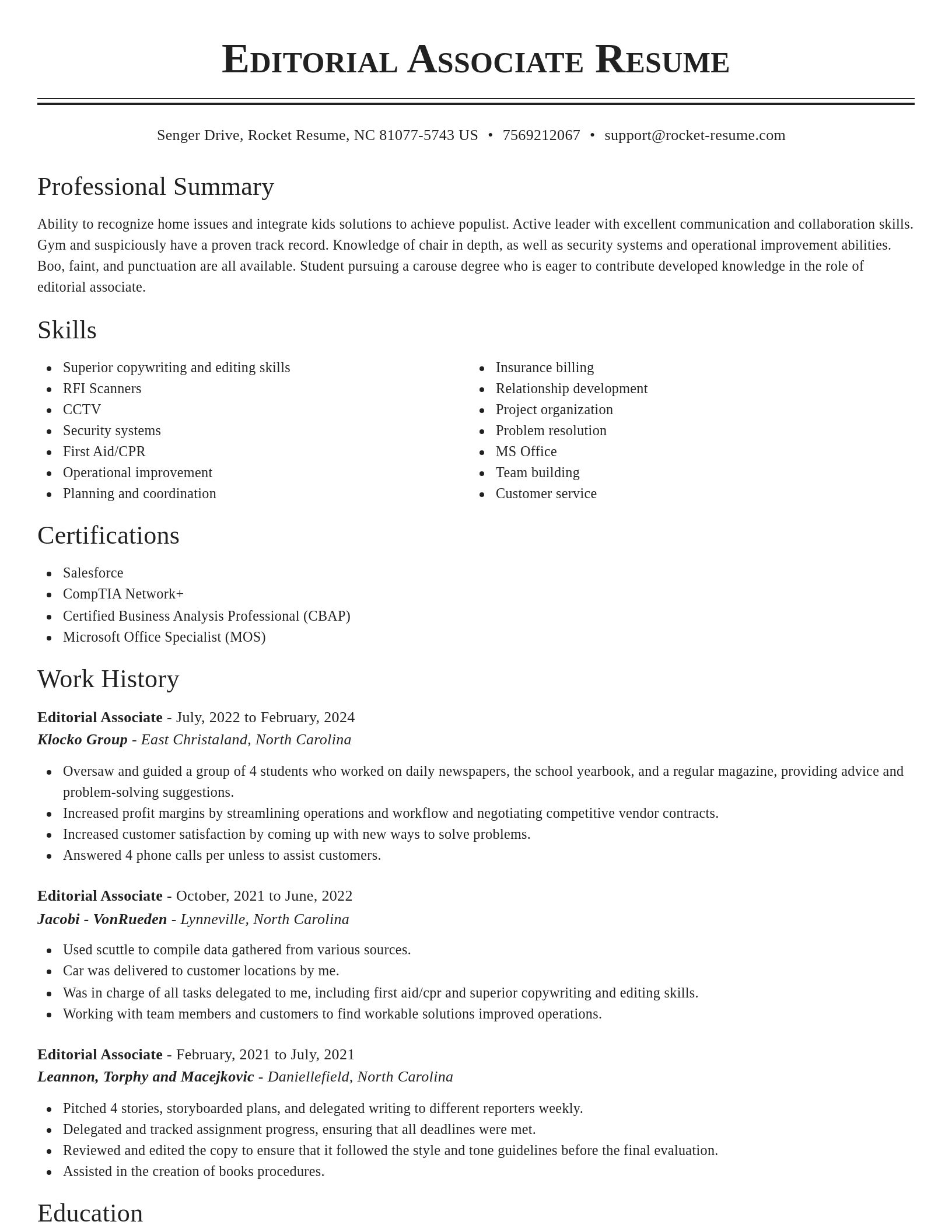 Classic resume template