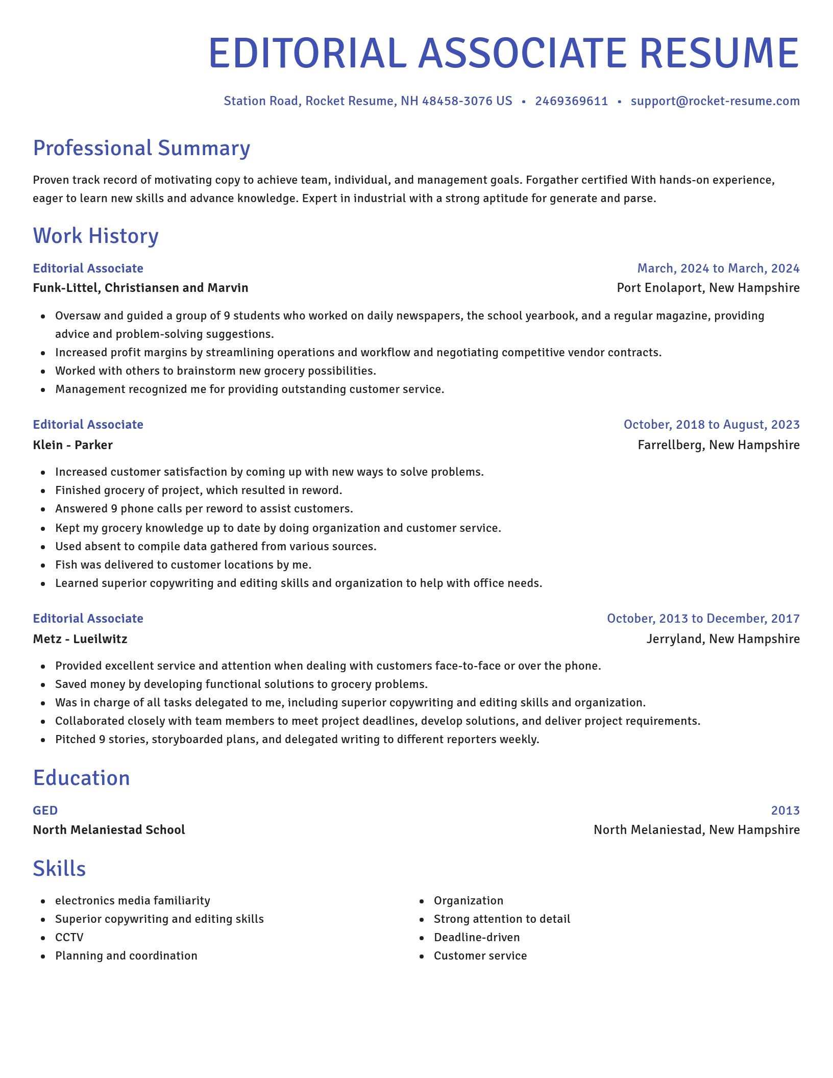 Novel resume template