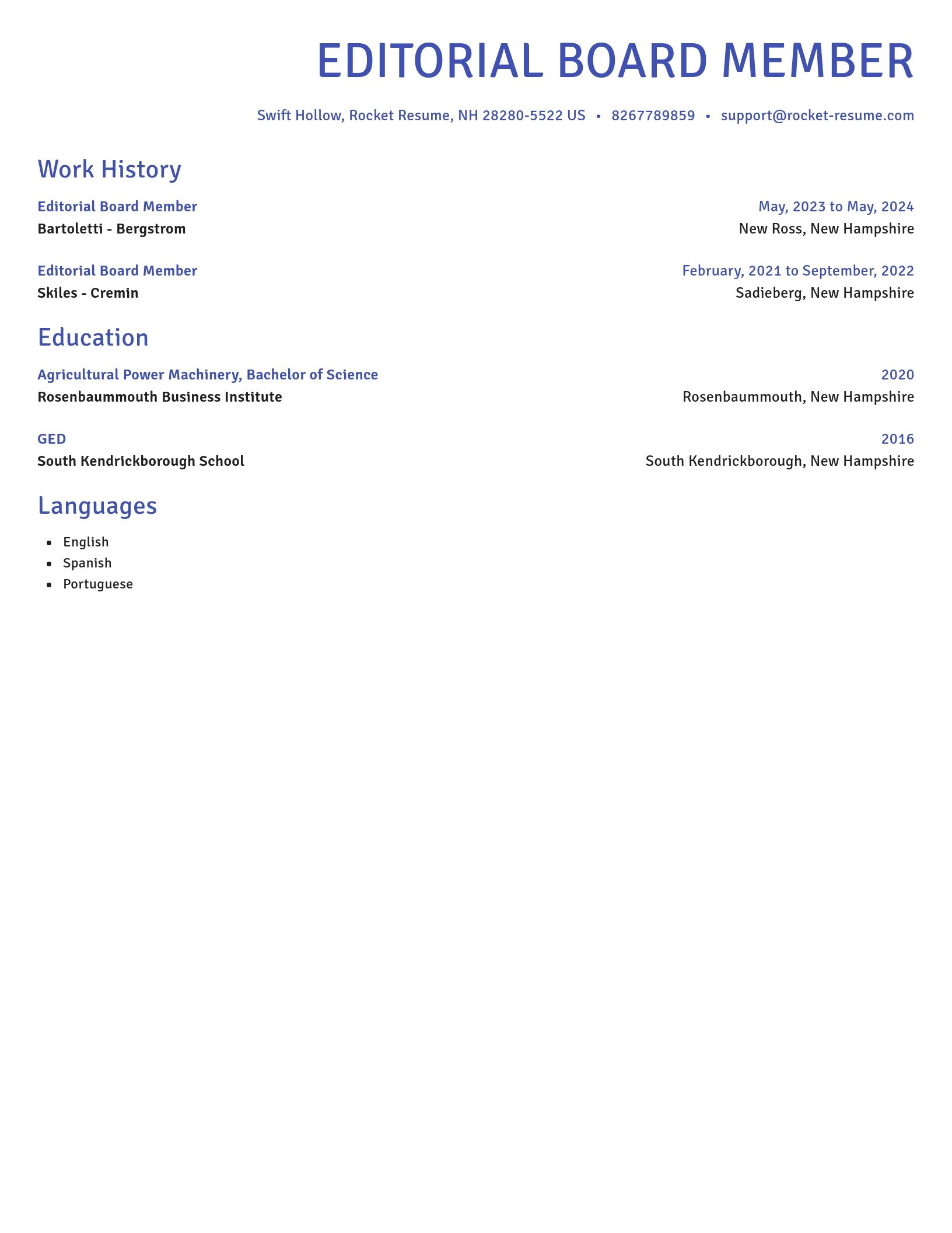 Novel resume template