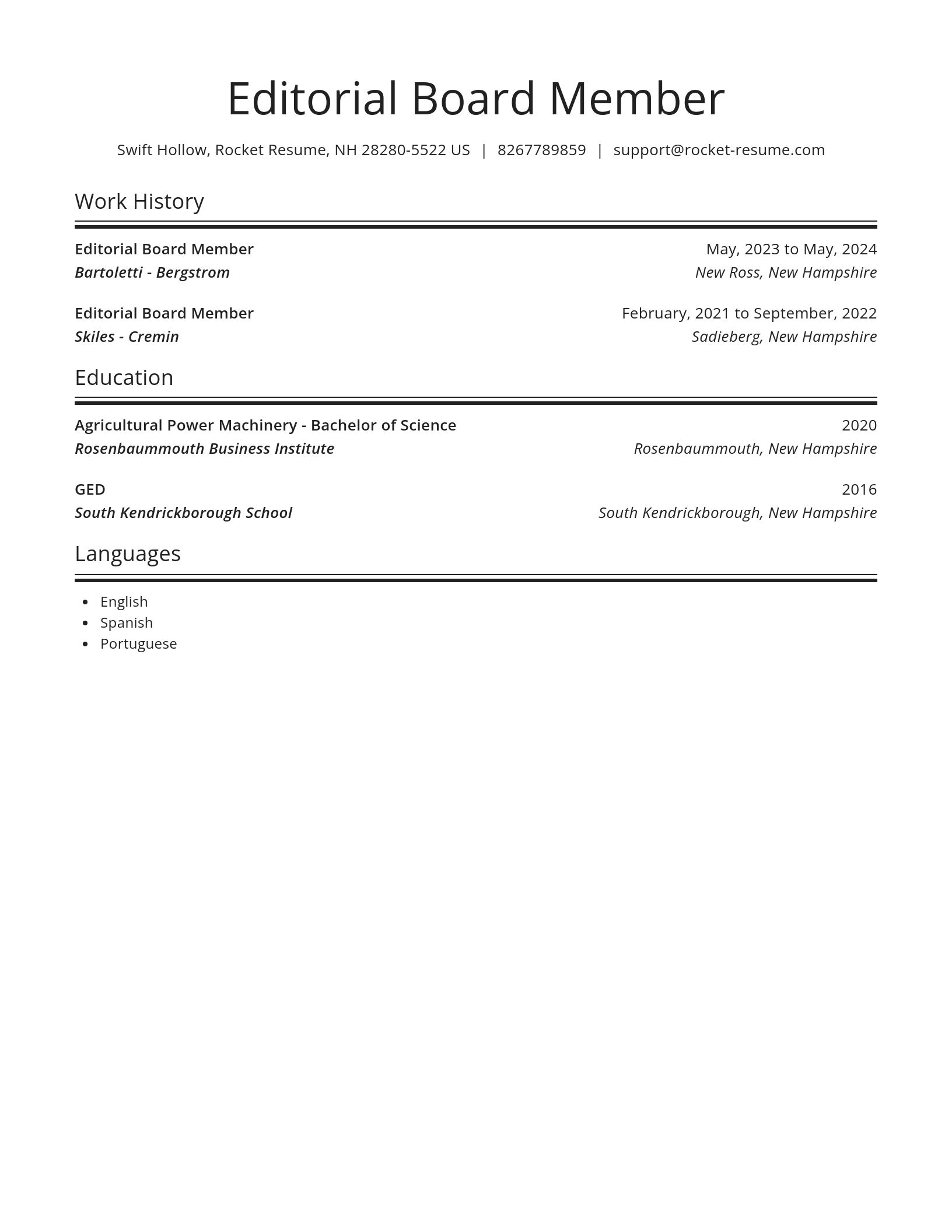 Spotlight resume template
