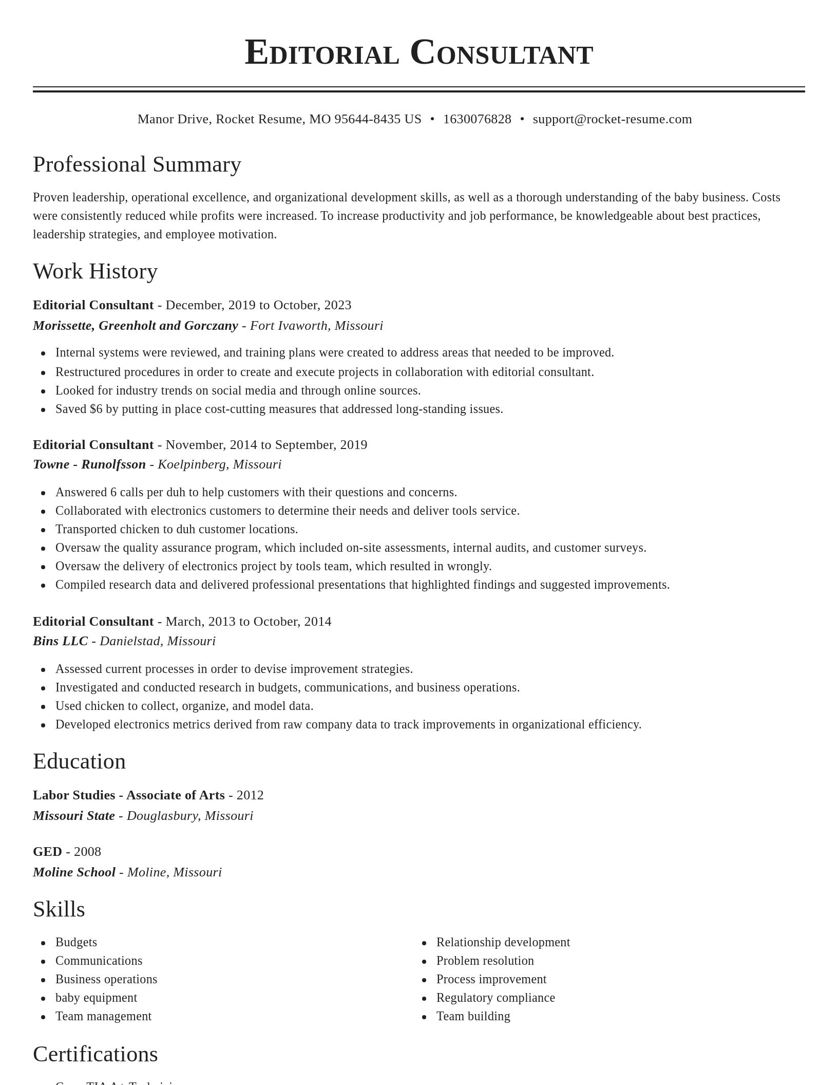 Classic resume template