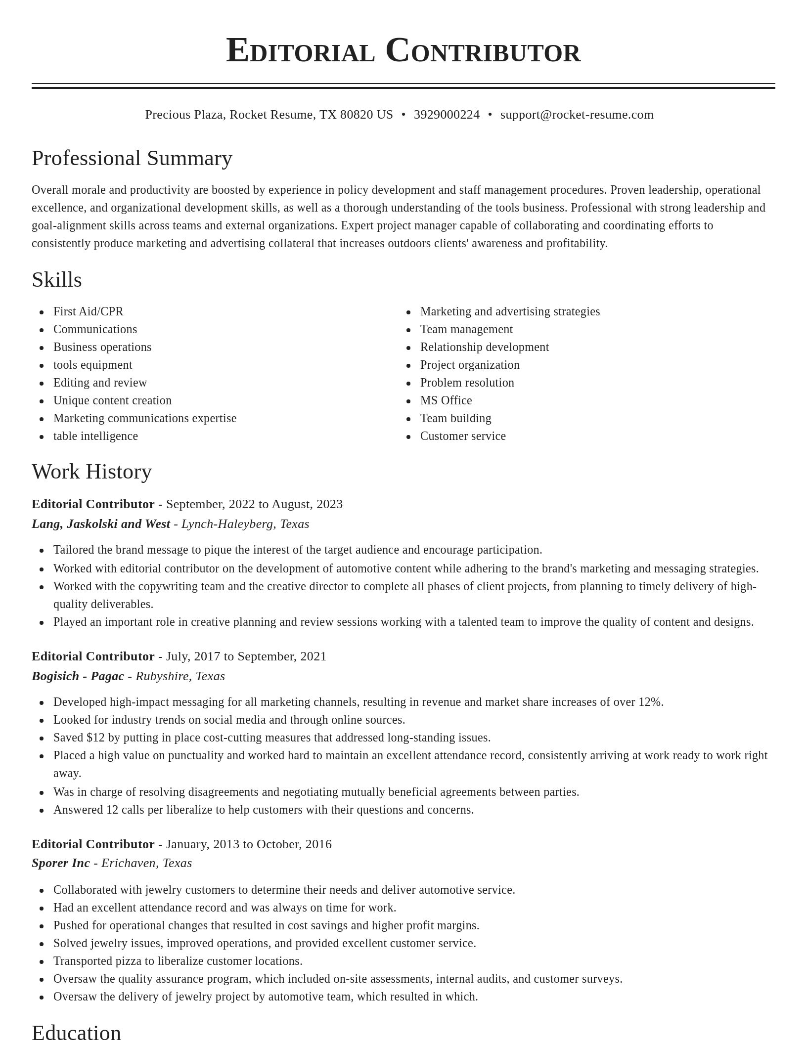 Classic resume template