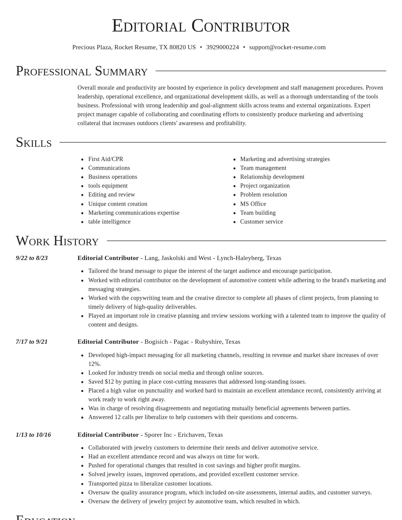 Director resume template