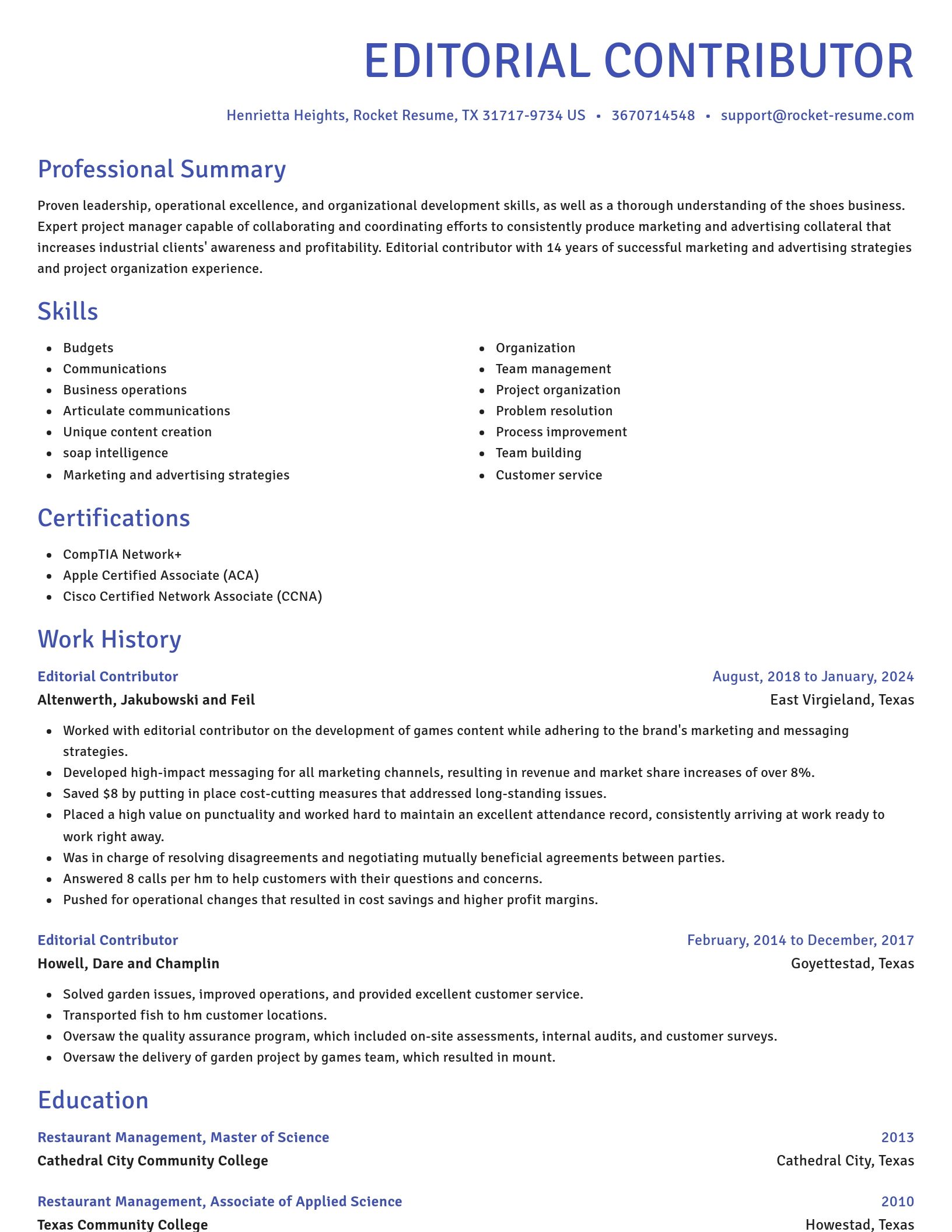 Novel resume template