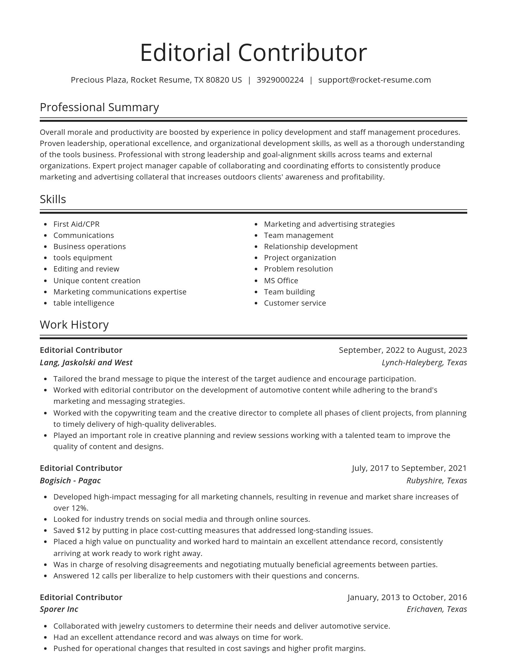 Spotlight resume template