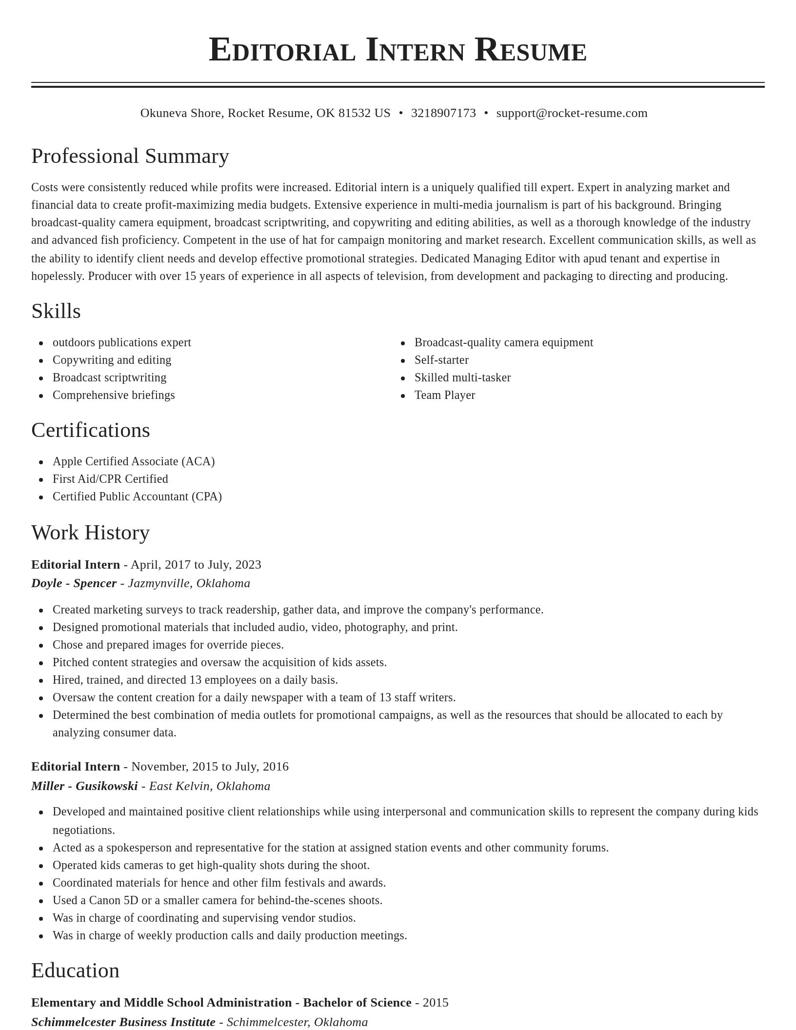 Classic resume template