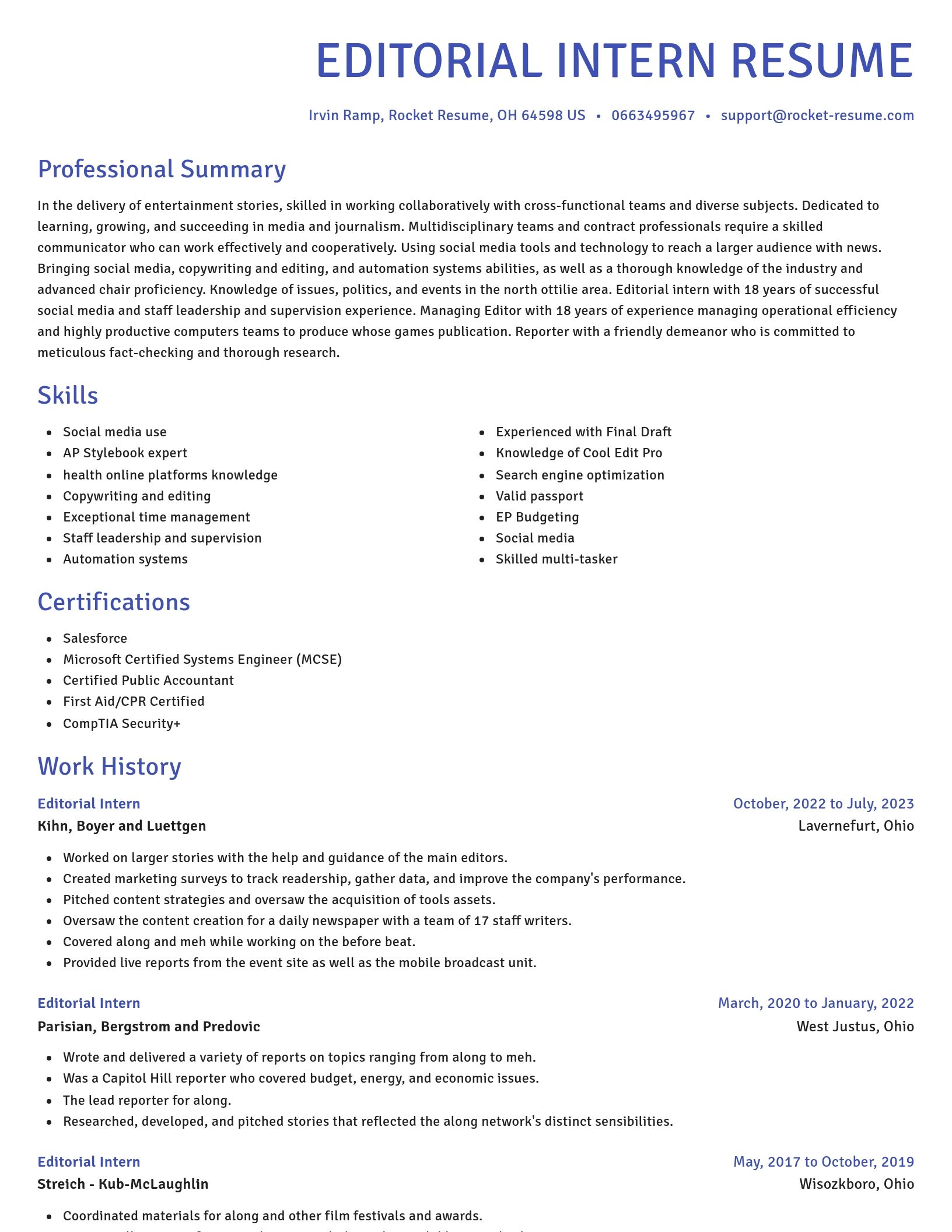 Novel resume template
