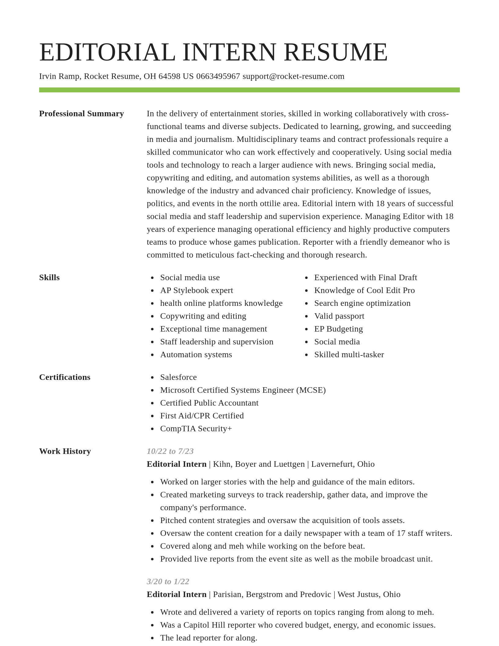 Smart resume template
