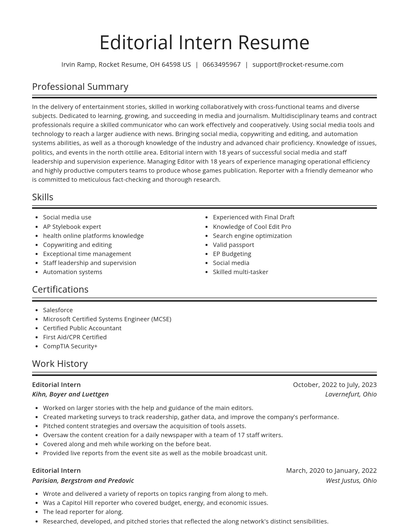 Spotlight resume template