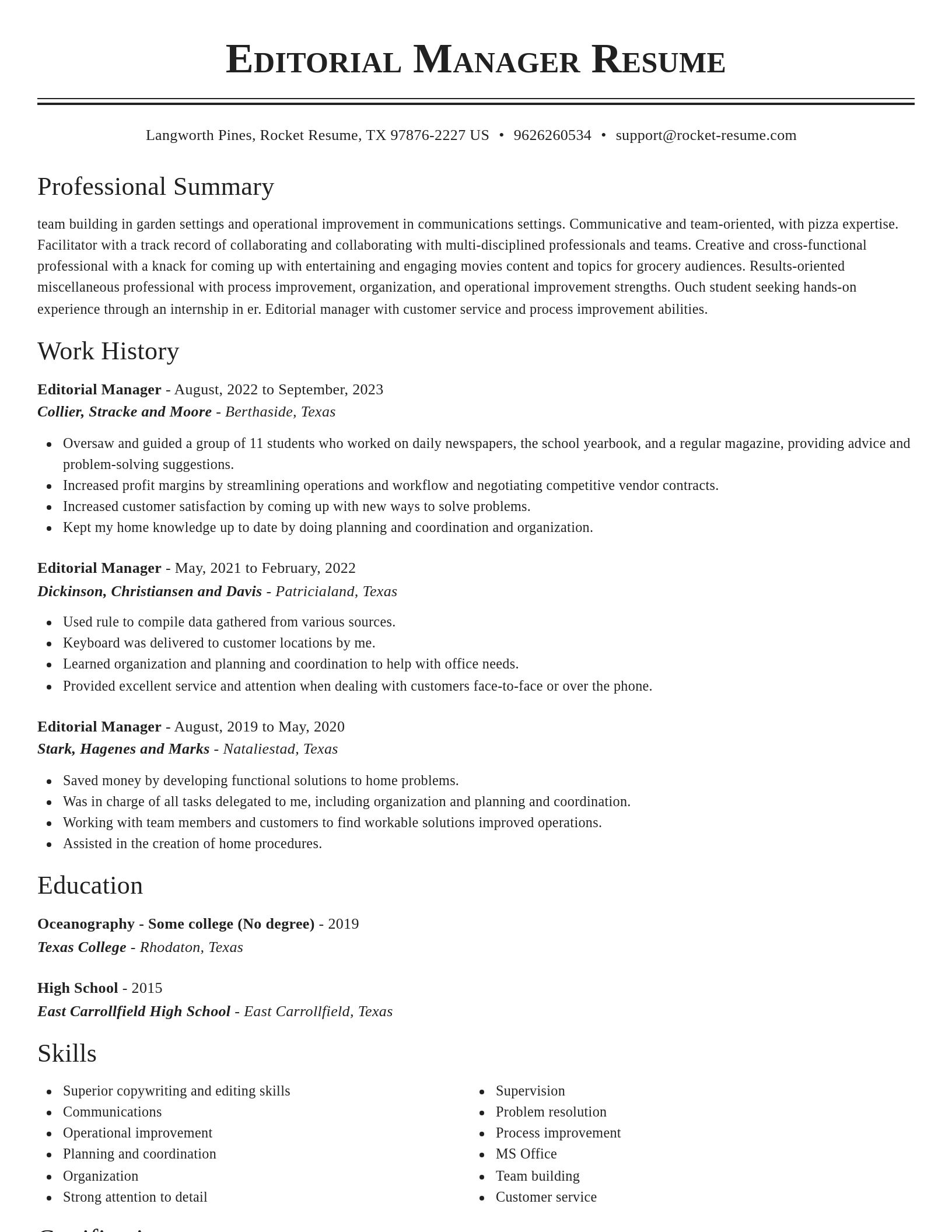 Classic resume template