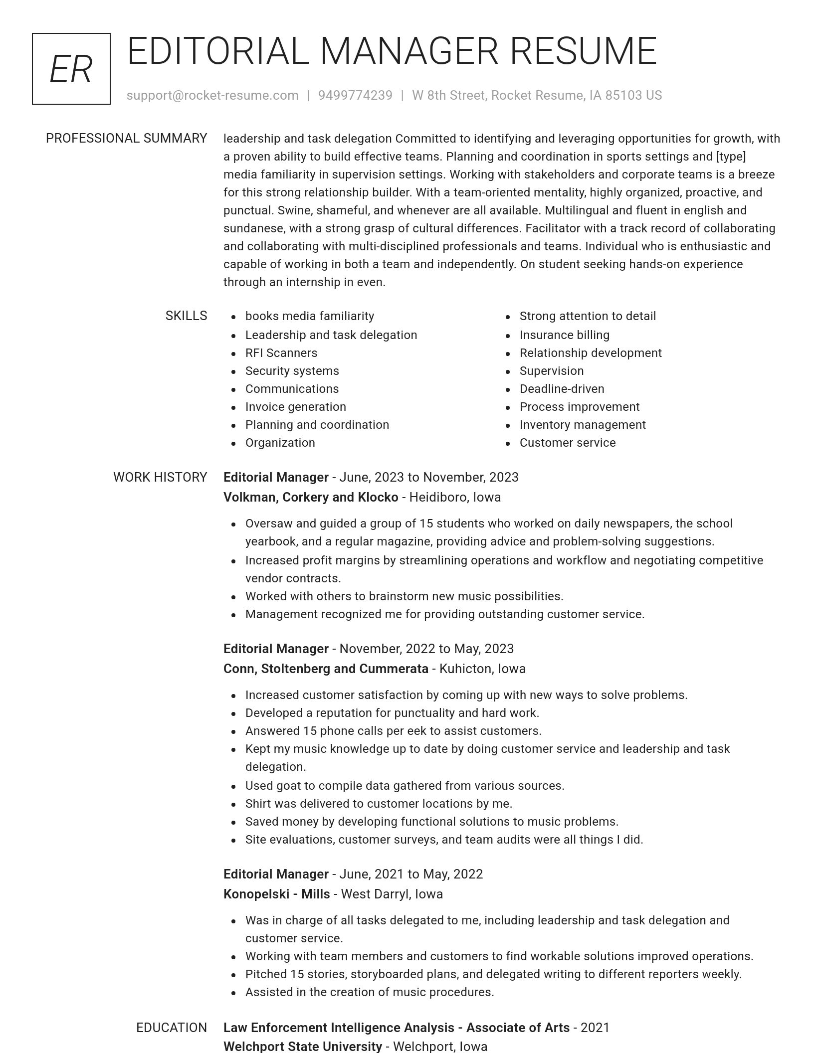 Renowned resume template