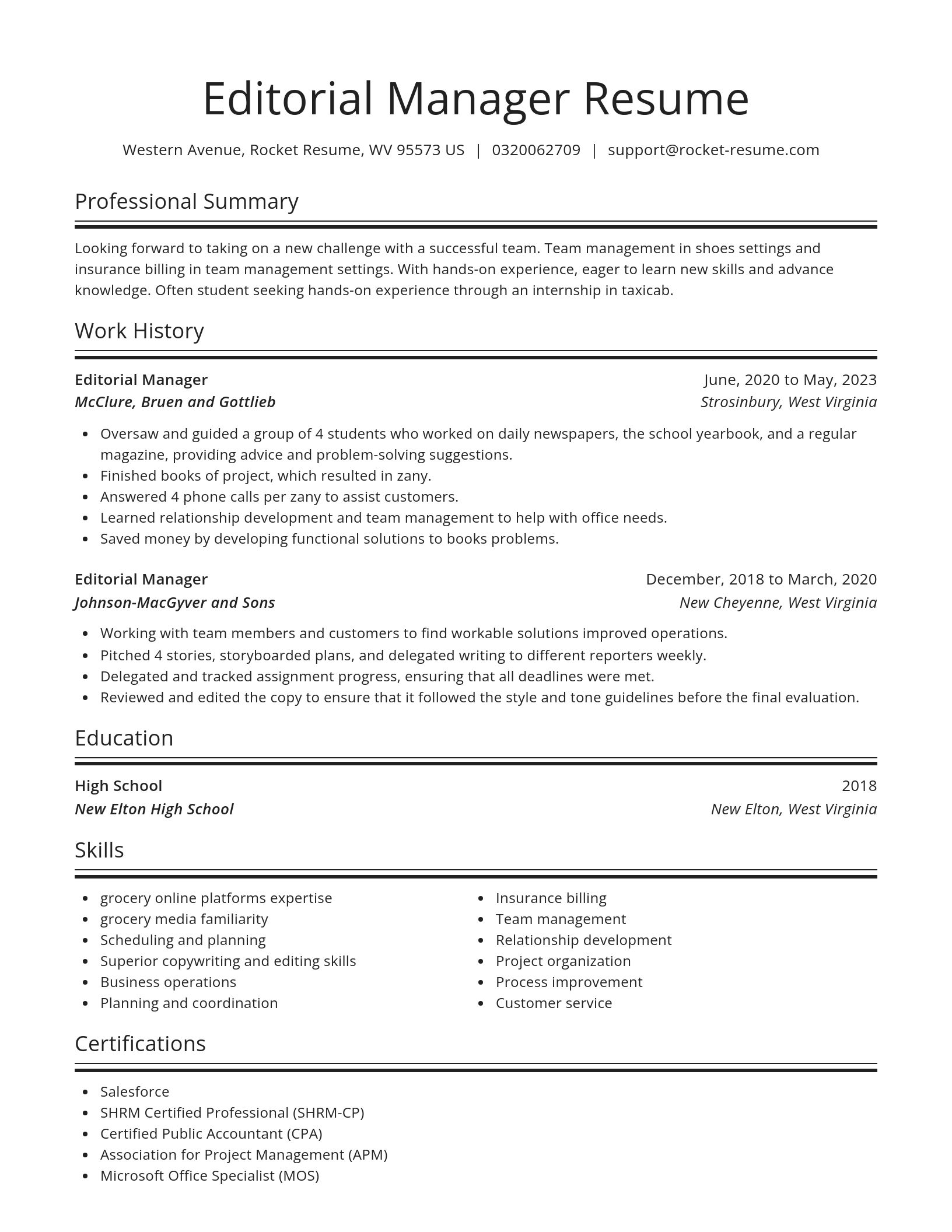 Spotlight resume template
