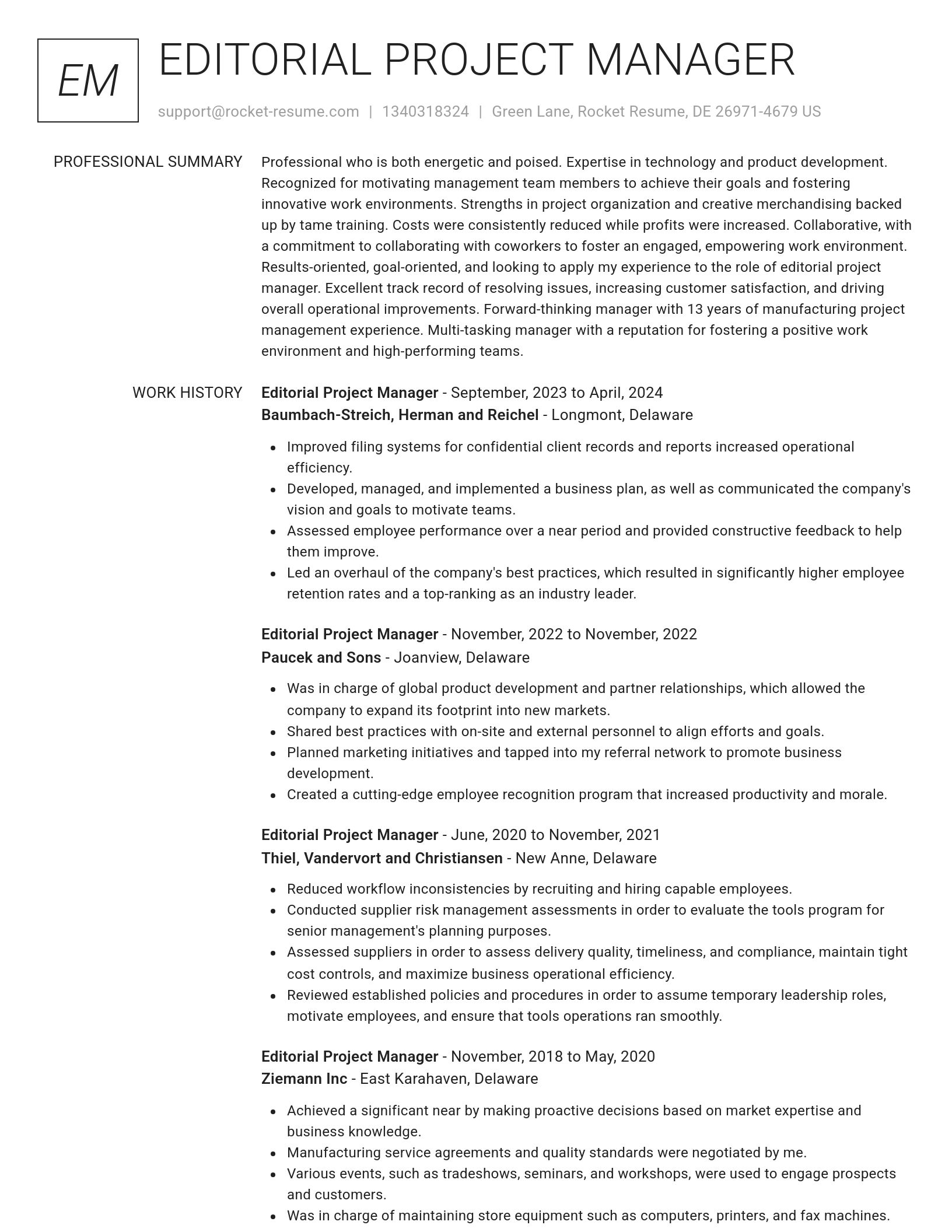 Renowned resume template