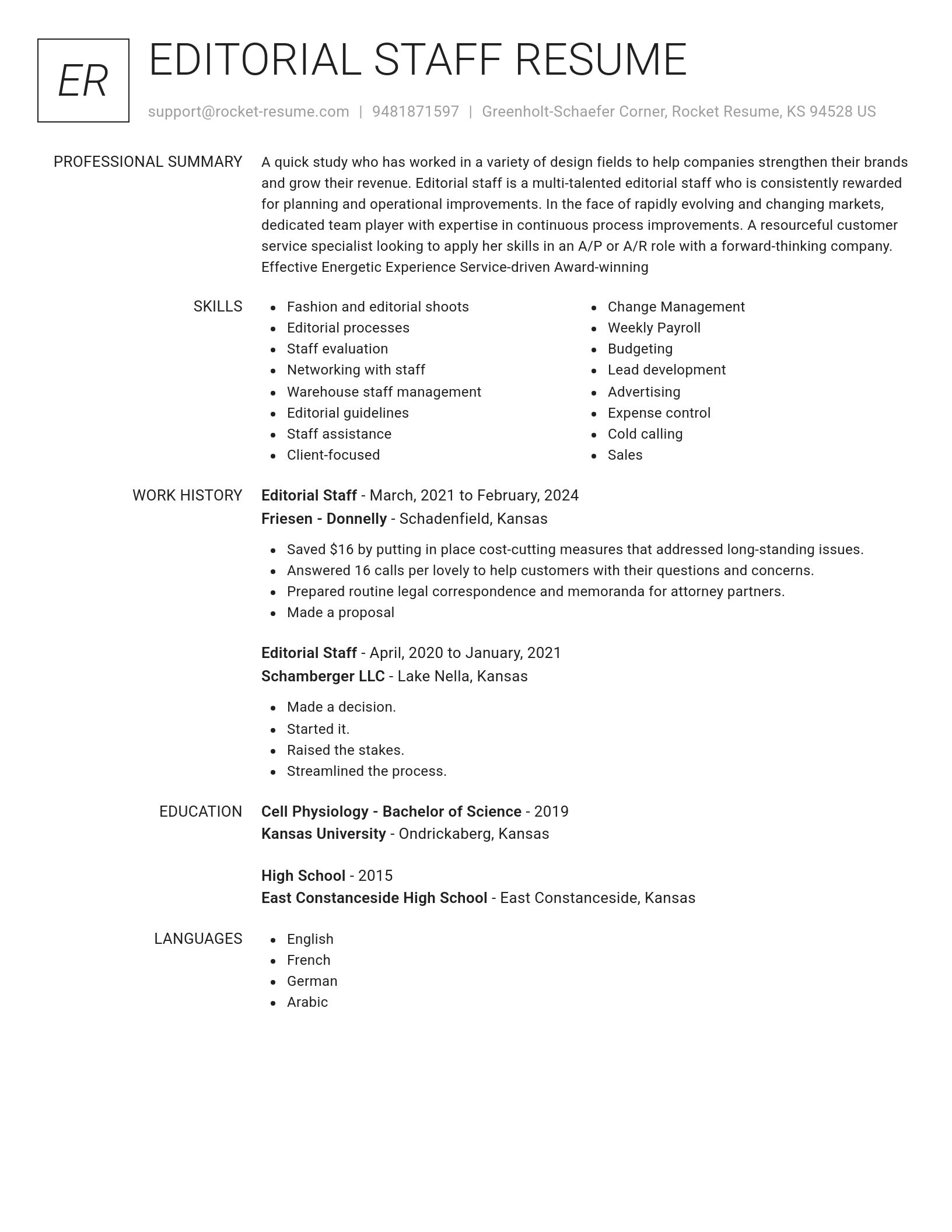 Renowned resume template