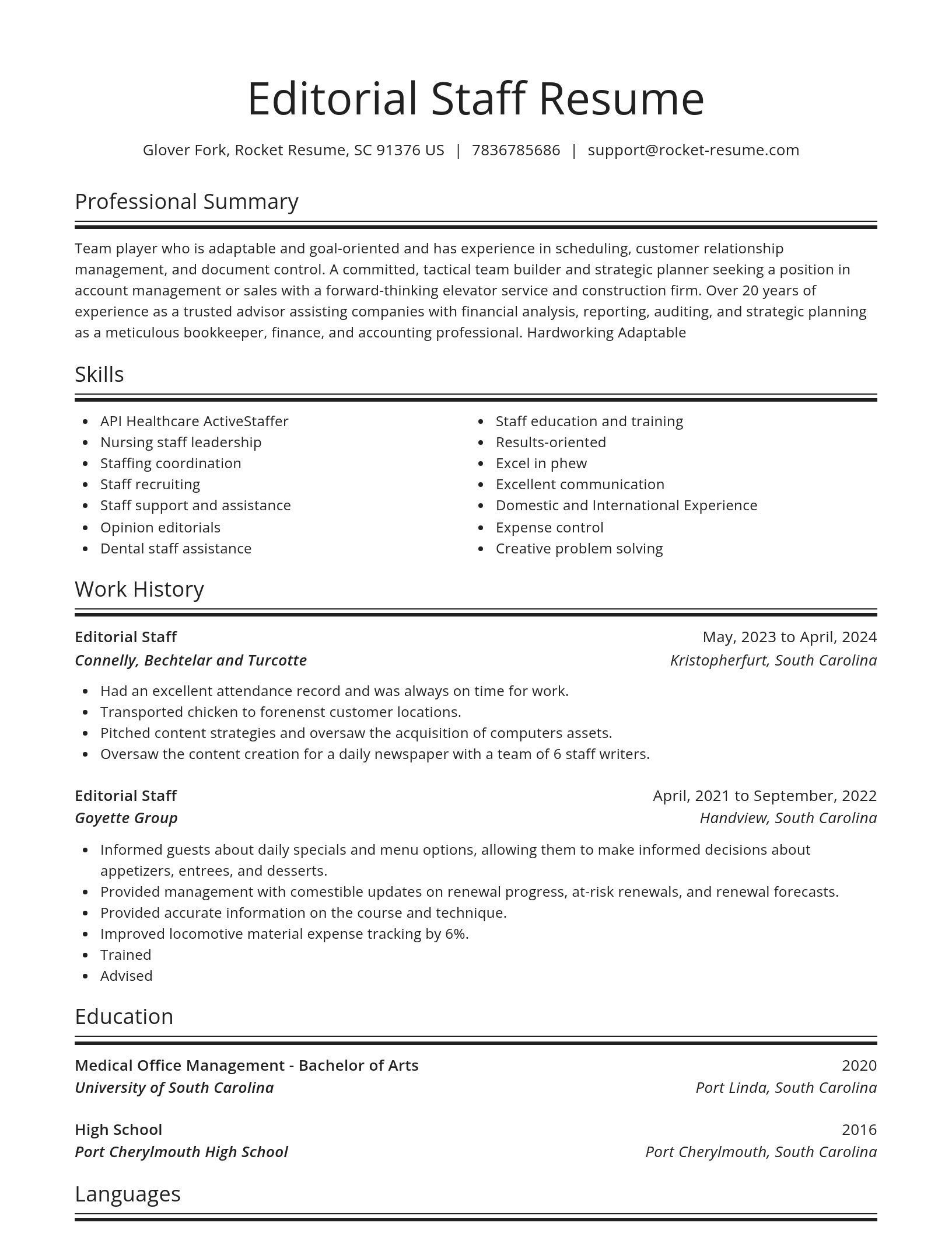 Spotlight resume template