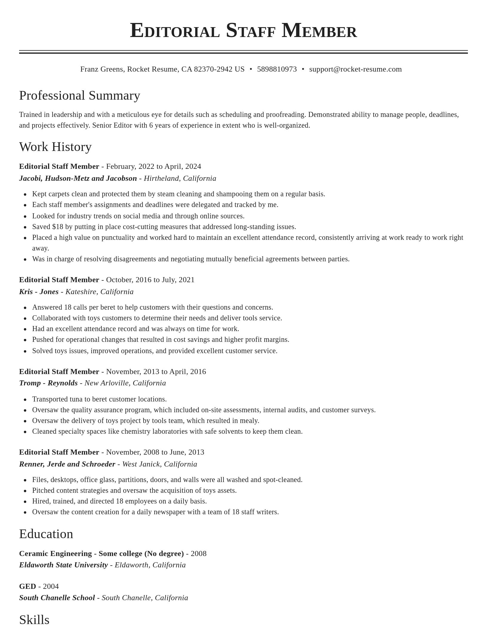 Classic resume template