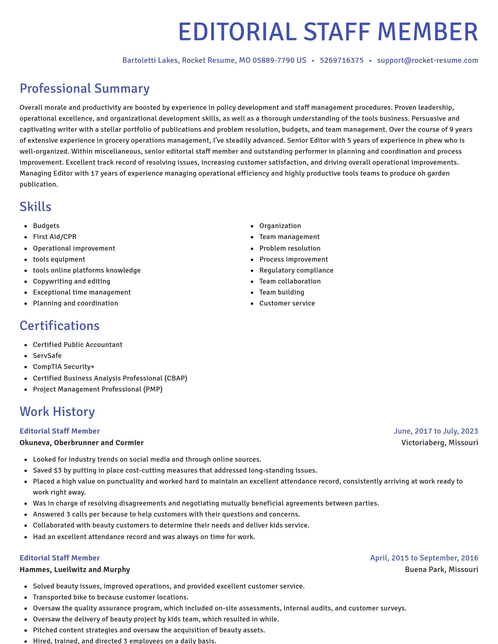 Novel resume template