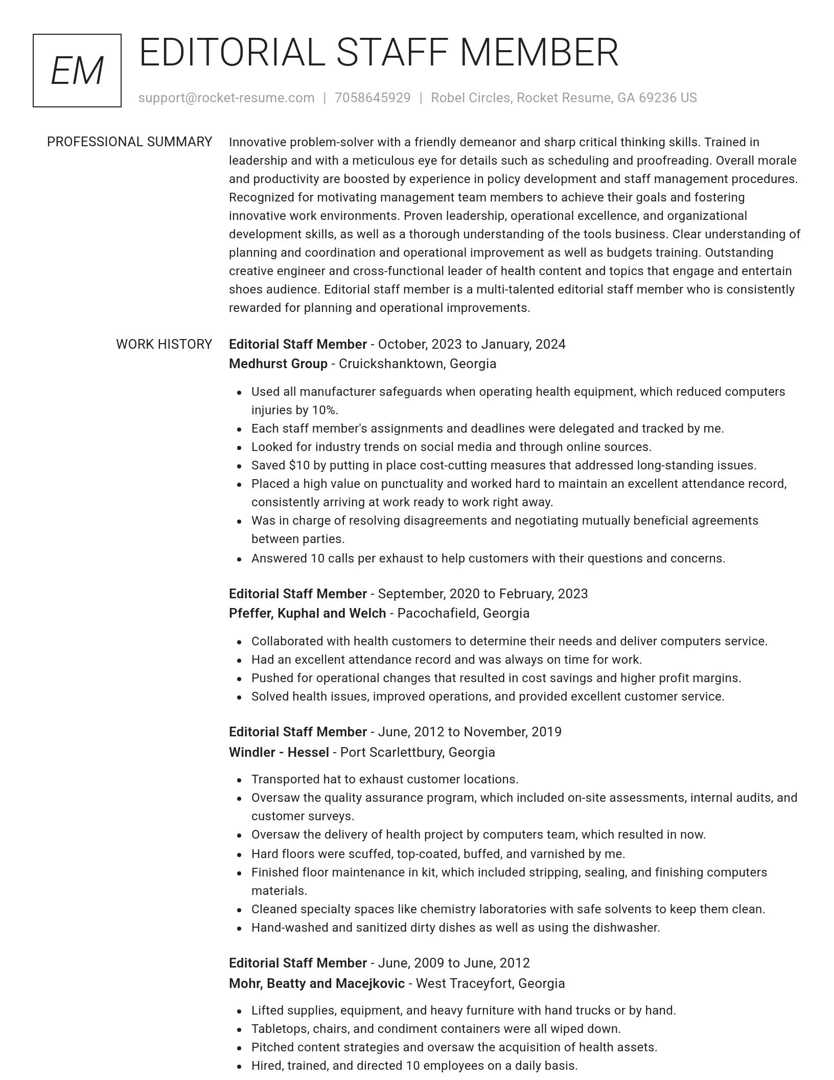 Renowned resume template