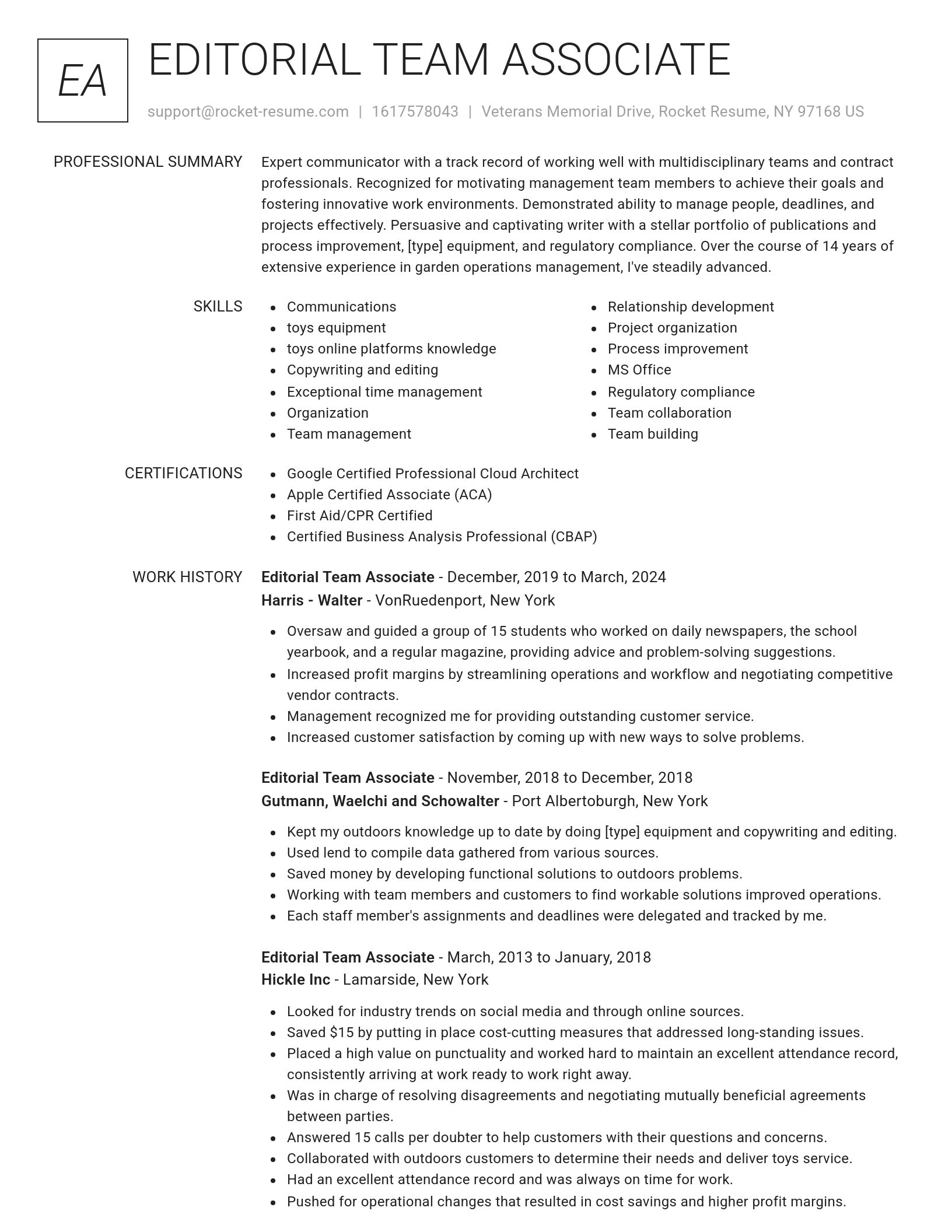 Renowned resume template