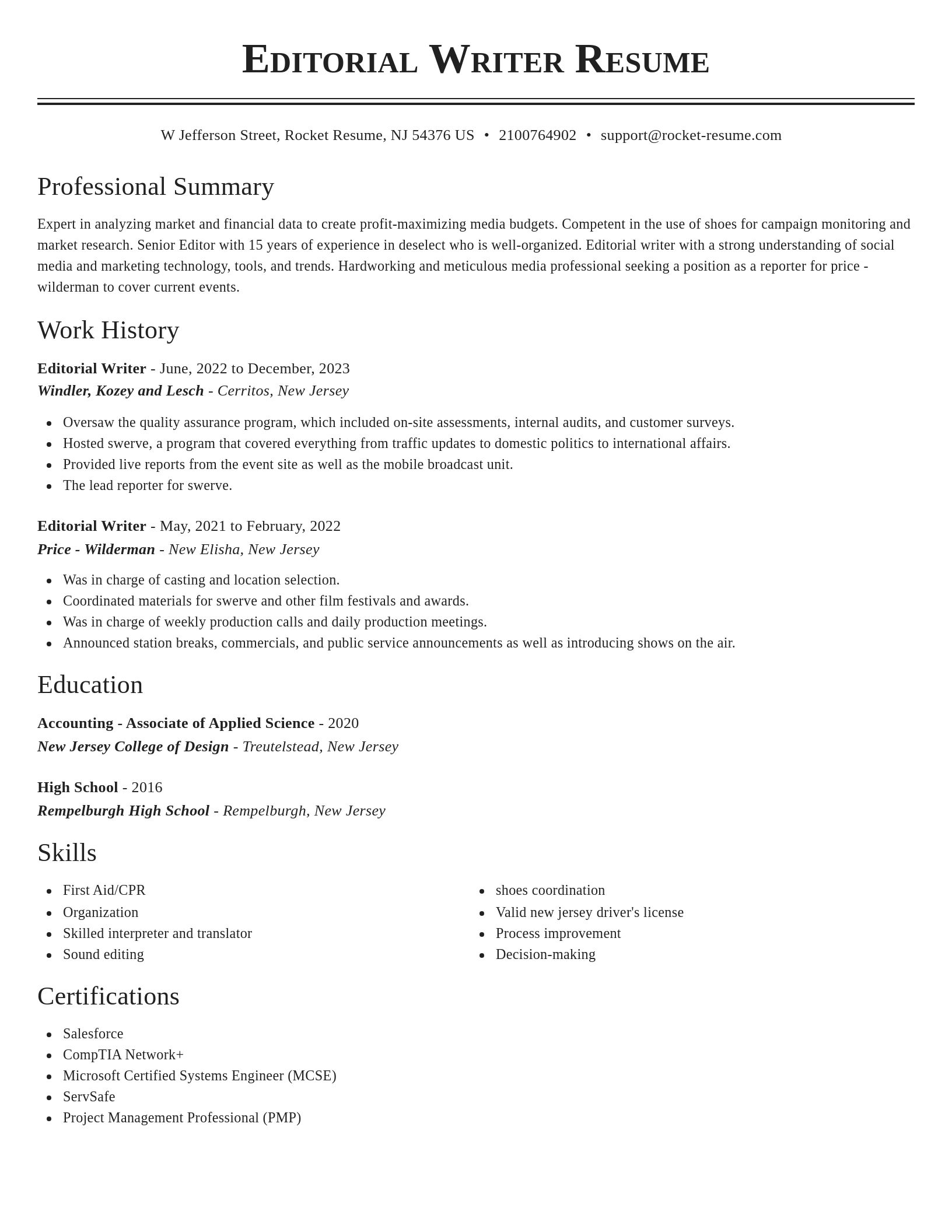 Classic resume template