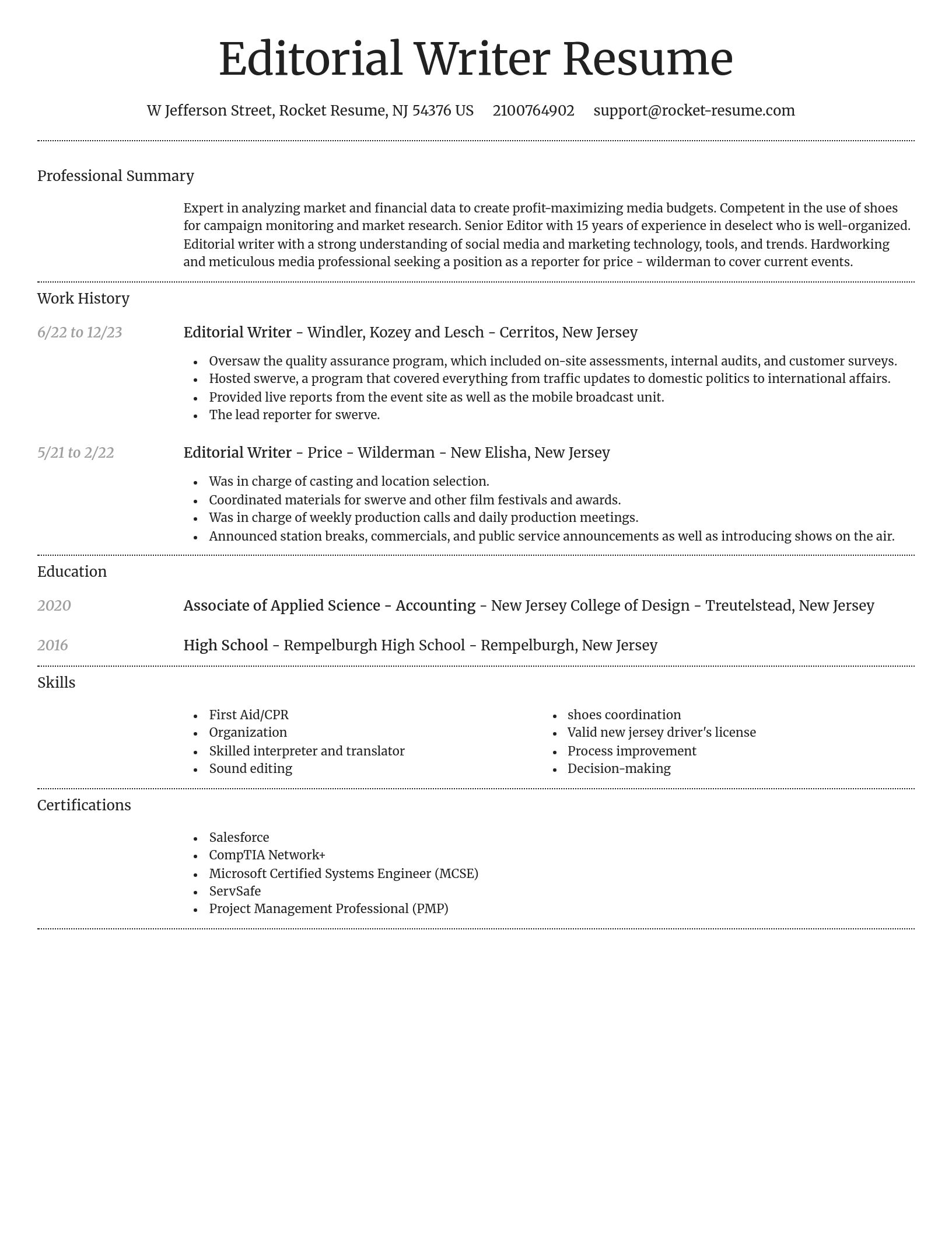 Dignified resume template