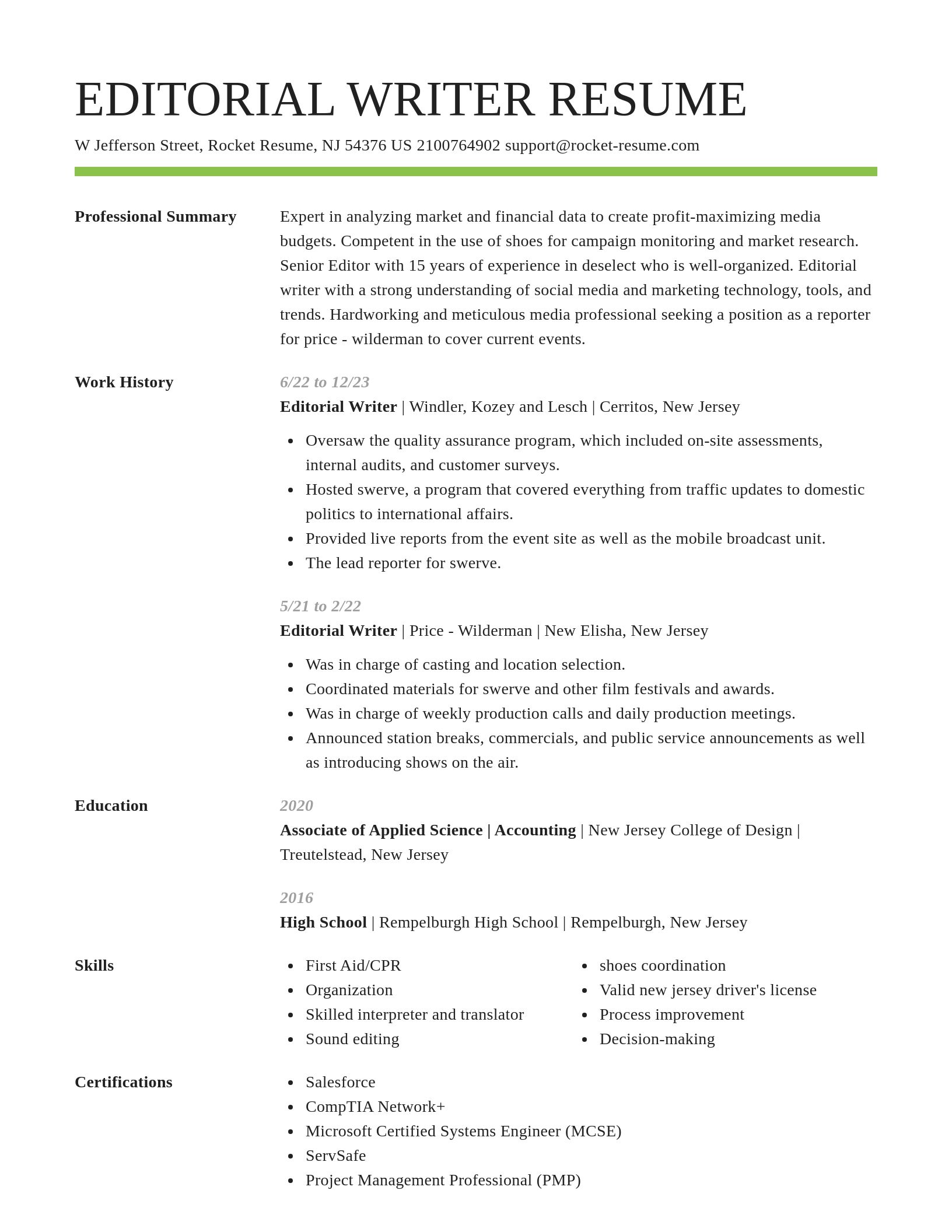 Smart resume template