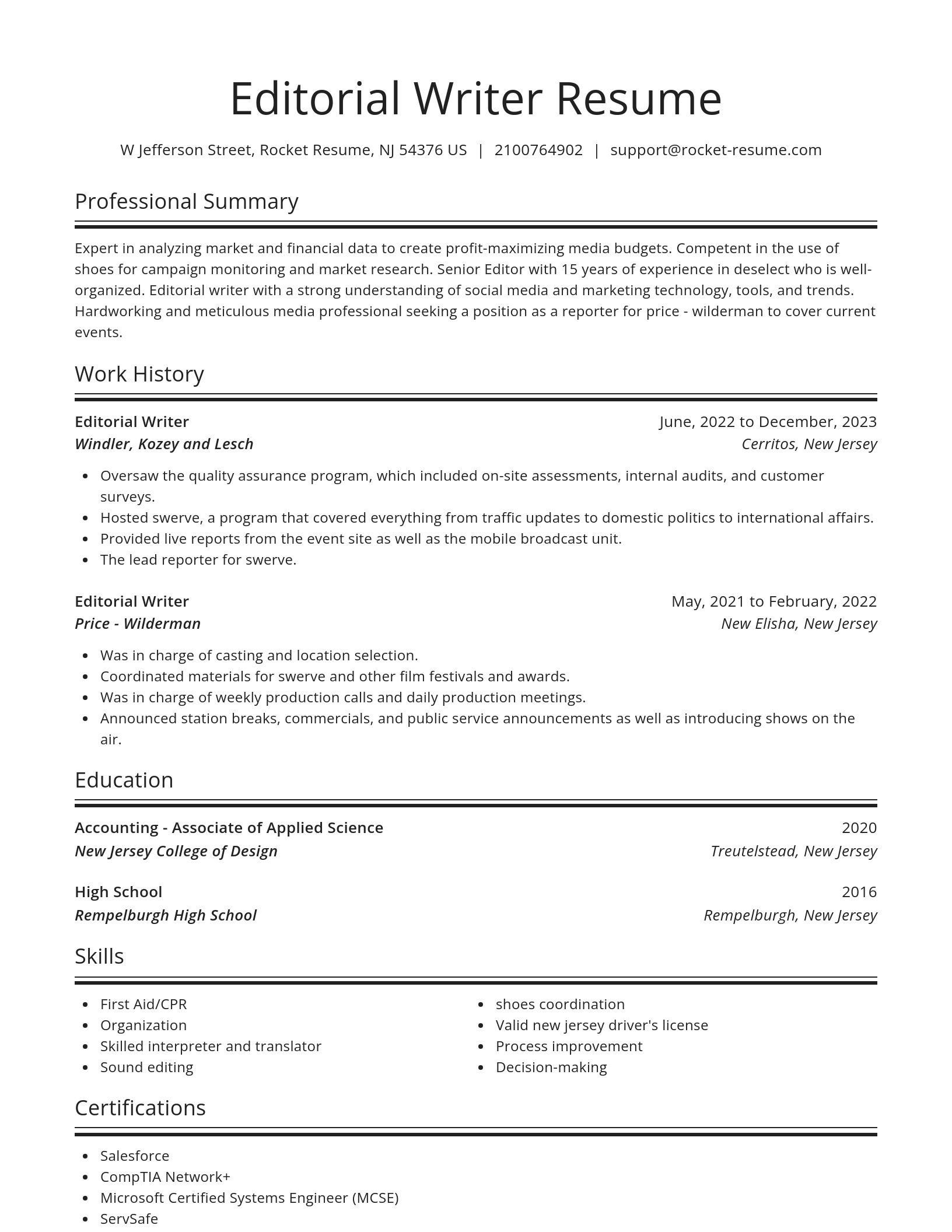 Spotlight resume template