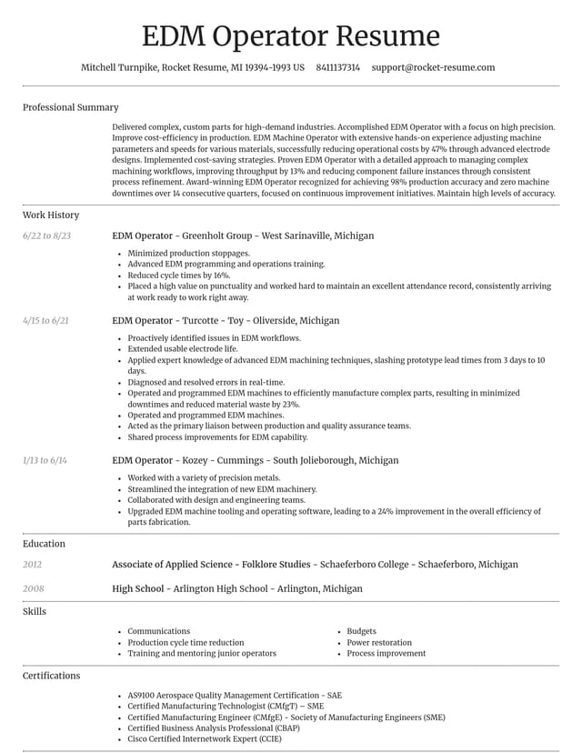 Dignified resume template