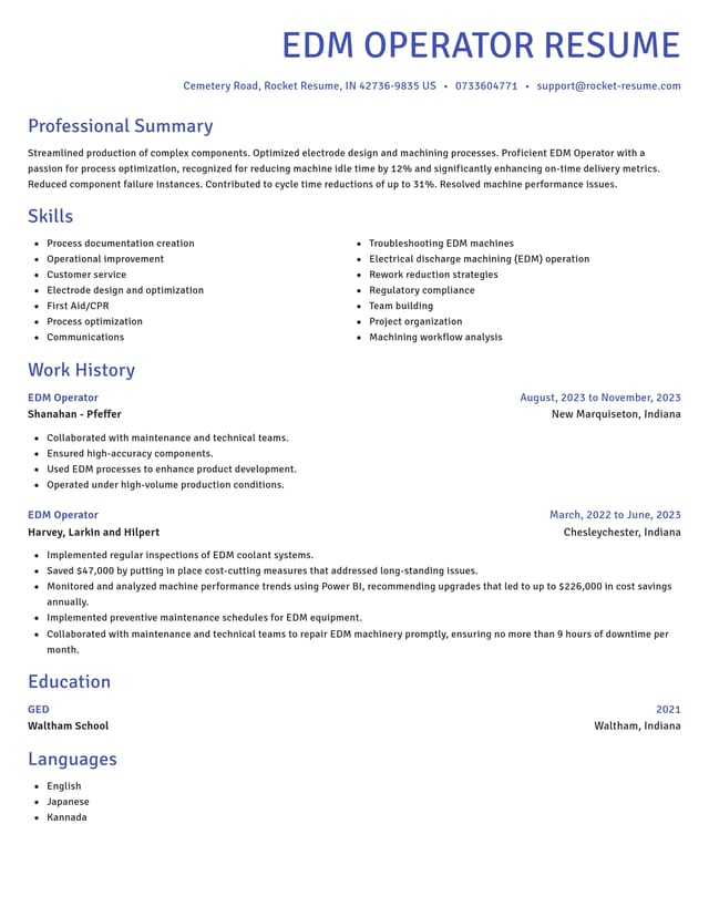 Novel resume template