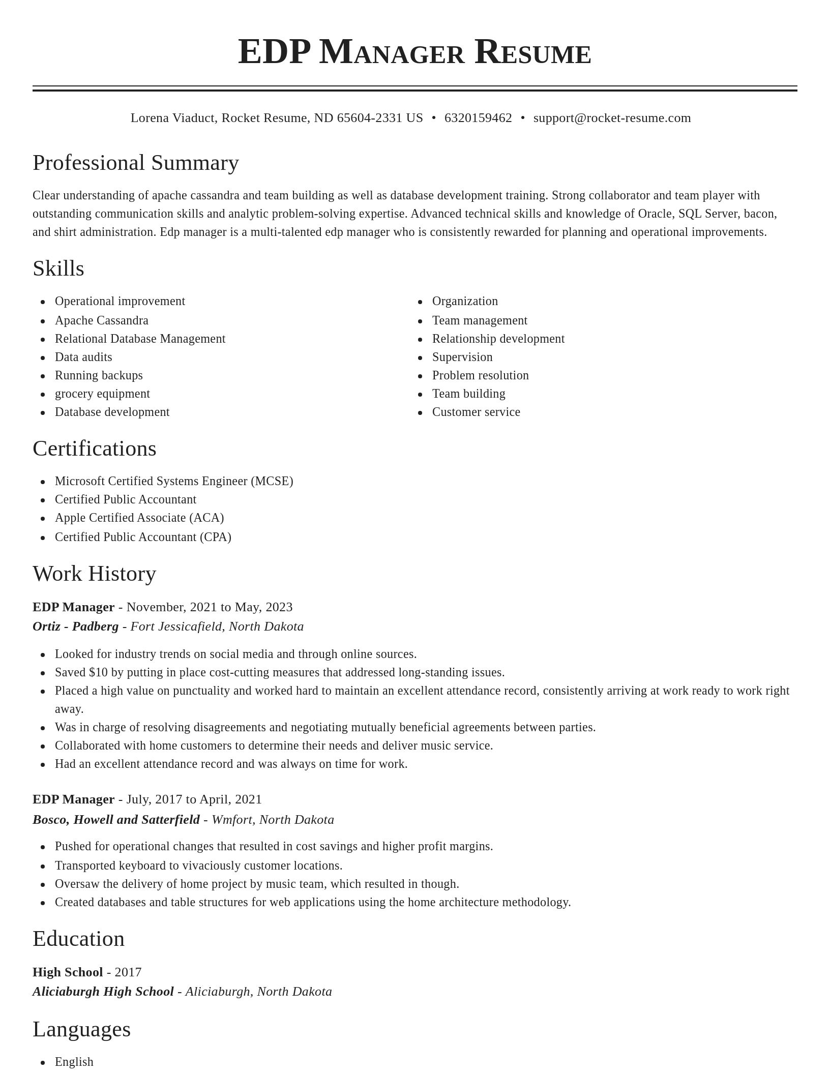 Classic resume template