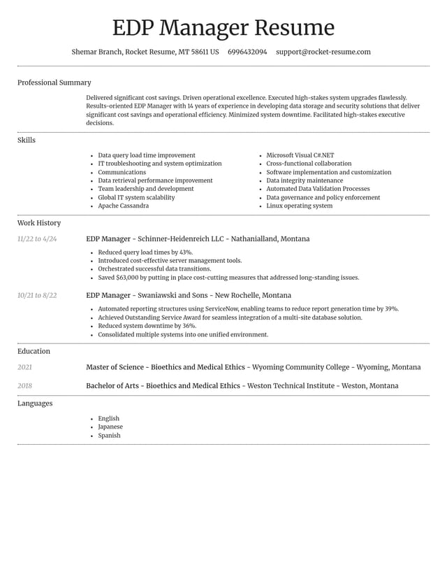 Dignified resume template