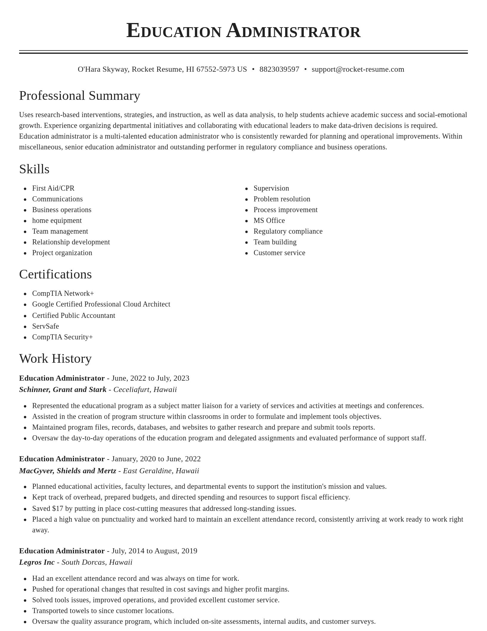 Classic resume template