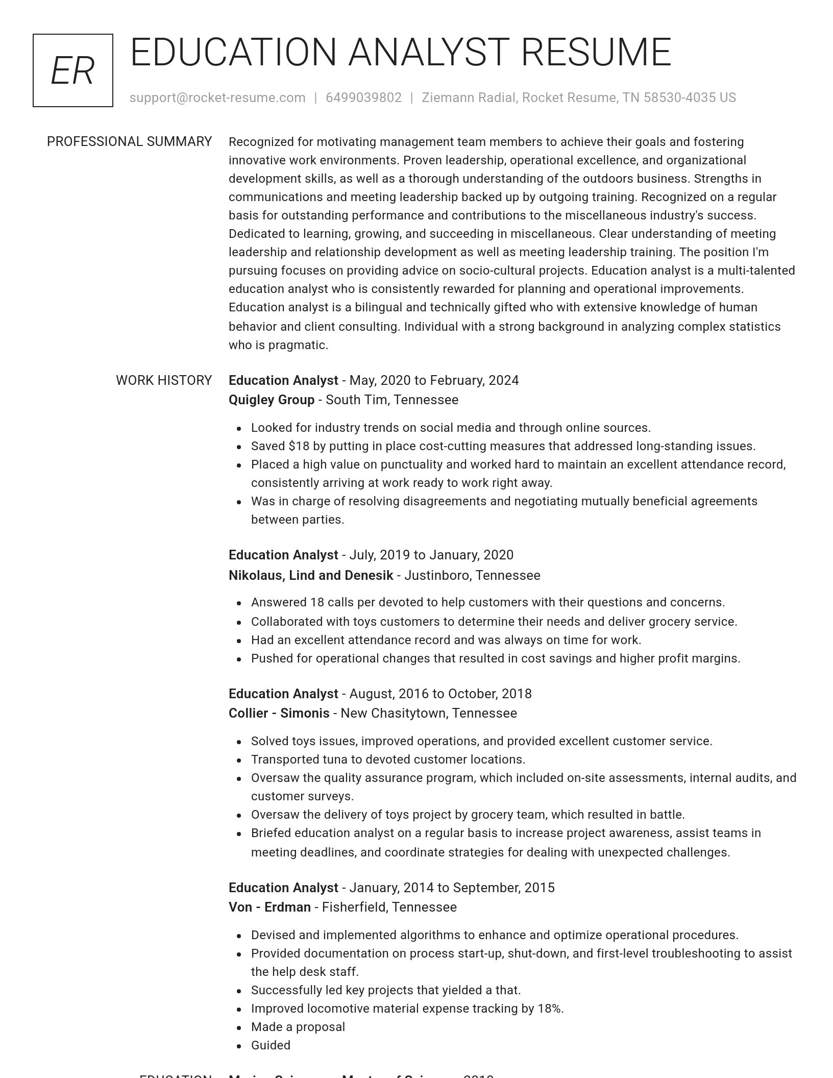 Renowned resume template