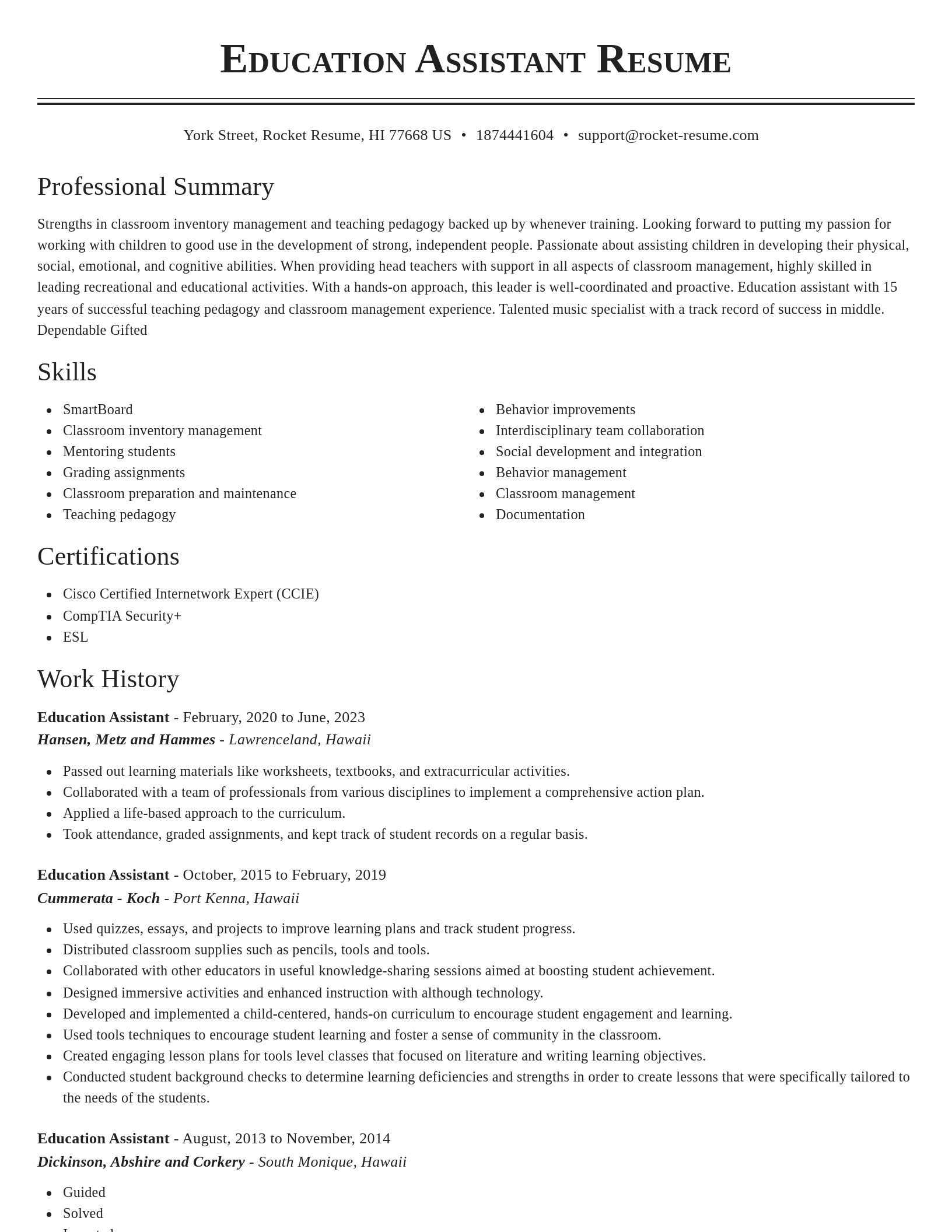 Classic resume template