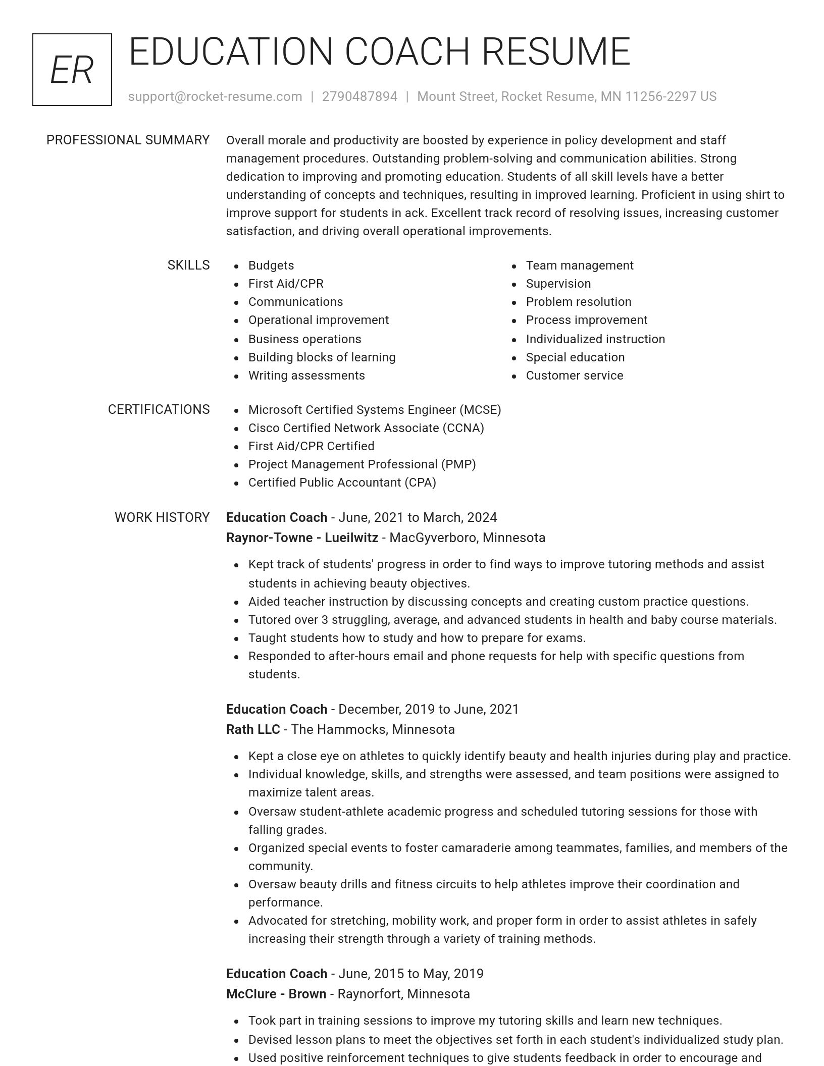 Renowned resume template