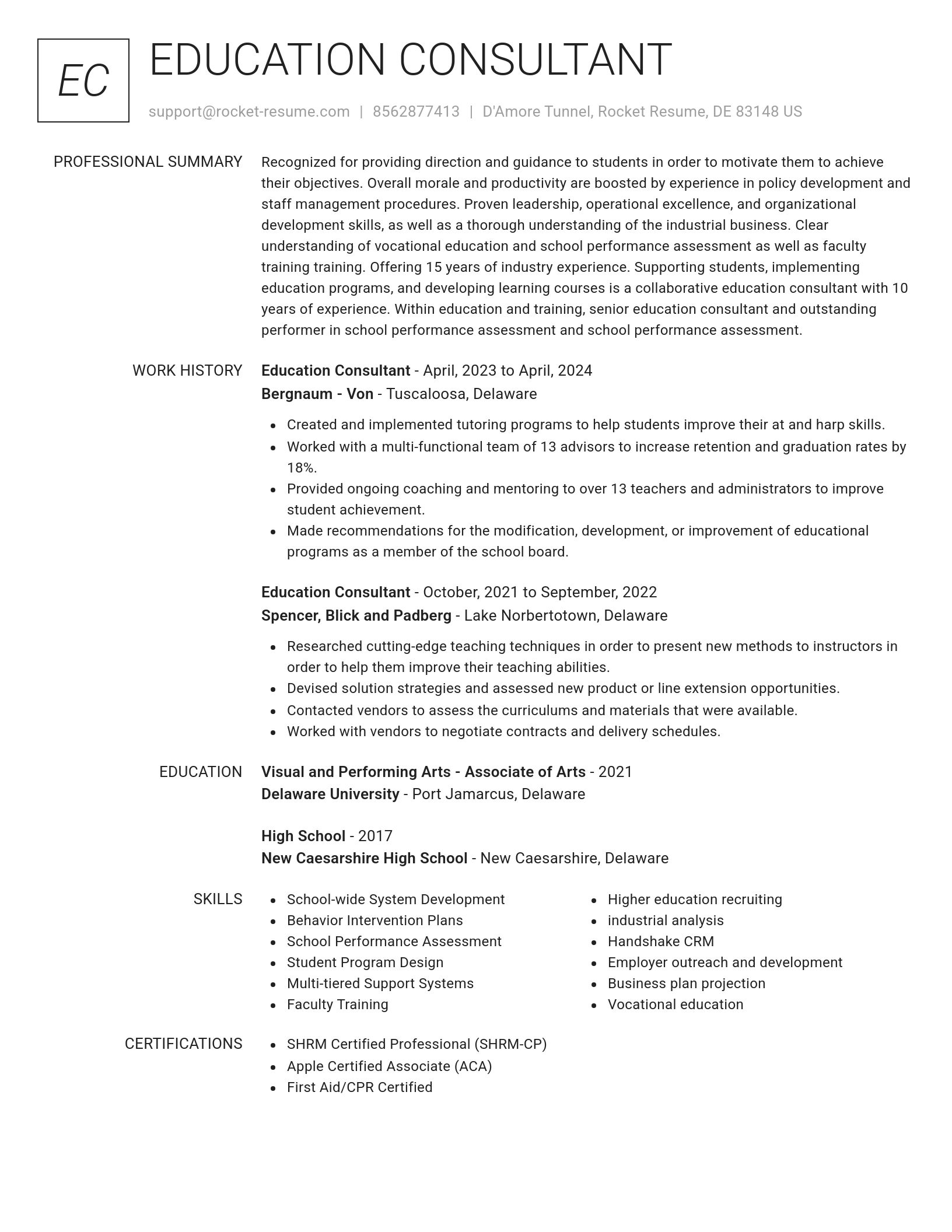 Renowned resume template