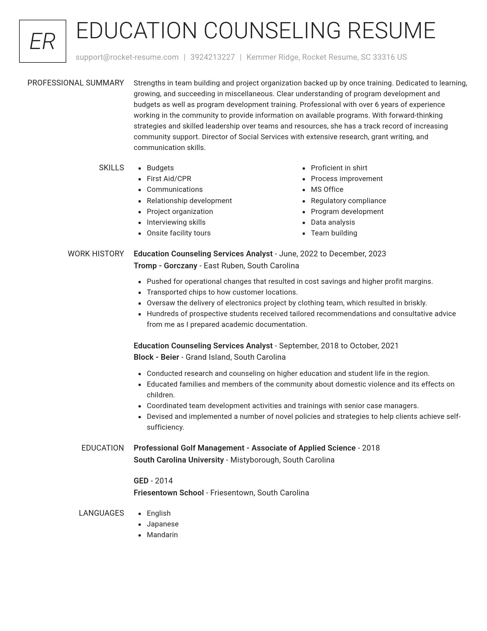 Renowned resume template