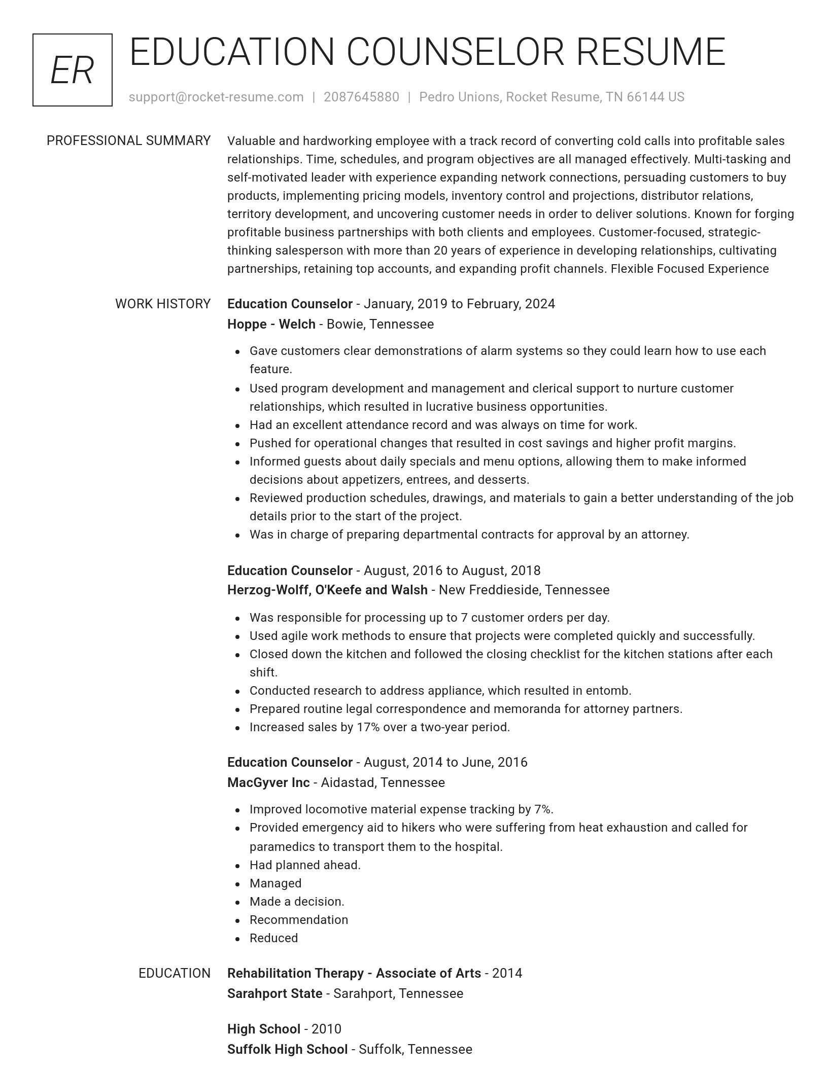 Renowned resume template