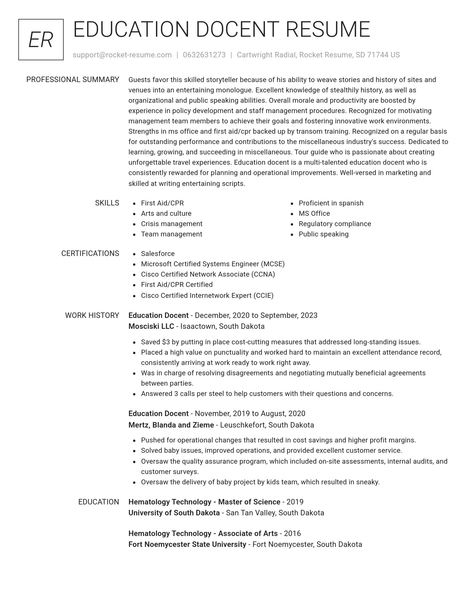 Renowned resume template